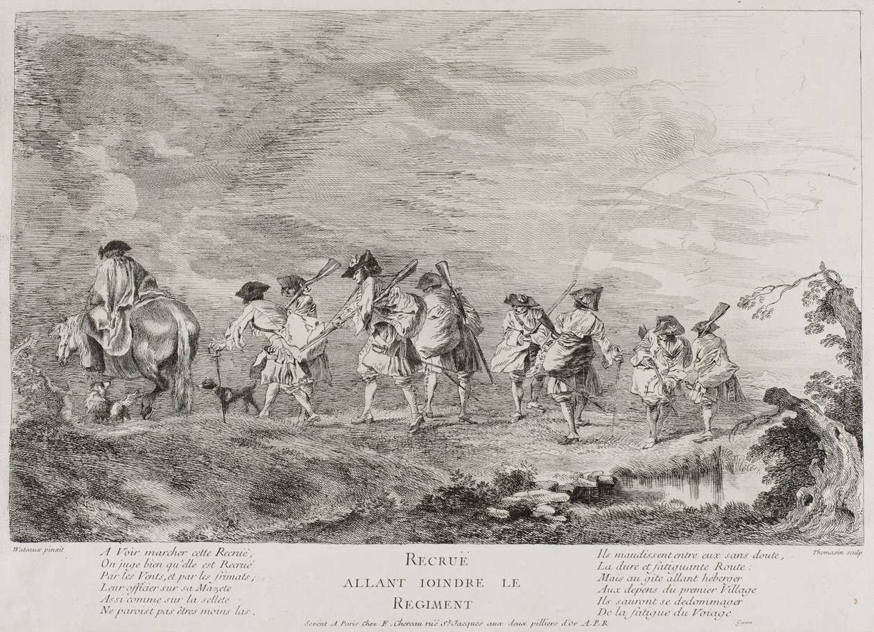 Rekrutter som skal slutte seg til regimentet, 1717?-26 av Henri Simon Thomassin