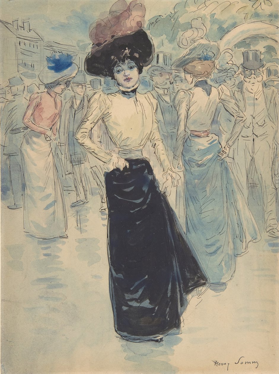 I Parisienne har vi Crowded Street, ca. 1880-1907. av Henri Somm