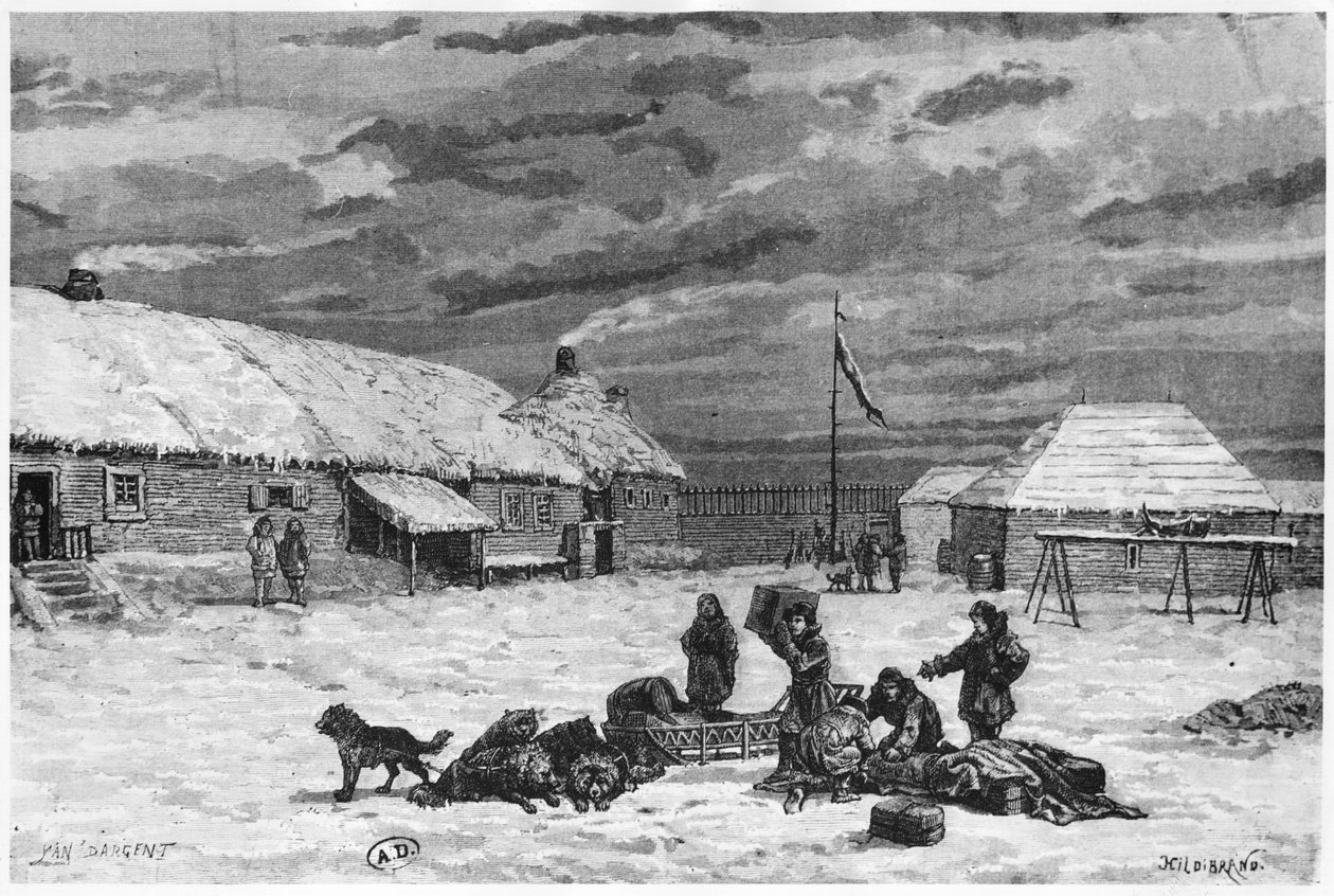 Pelshandel i Alaska, Fort Saint-Michel, 1867 av Henri Theophile Hildibrand