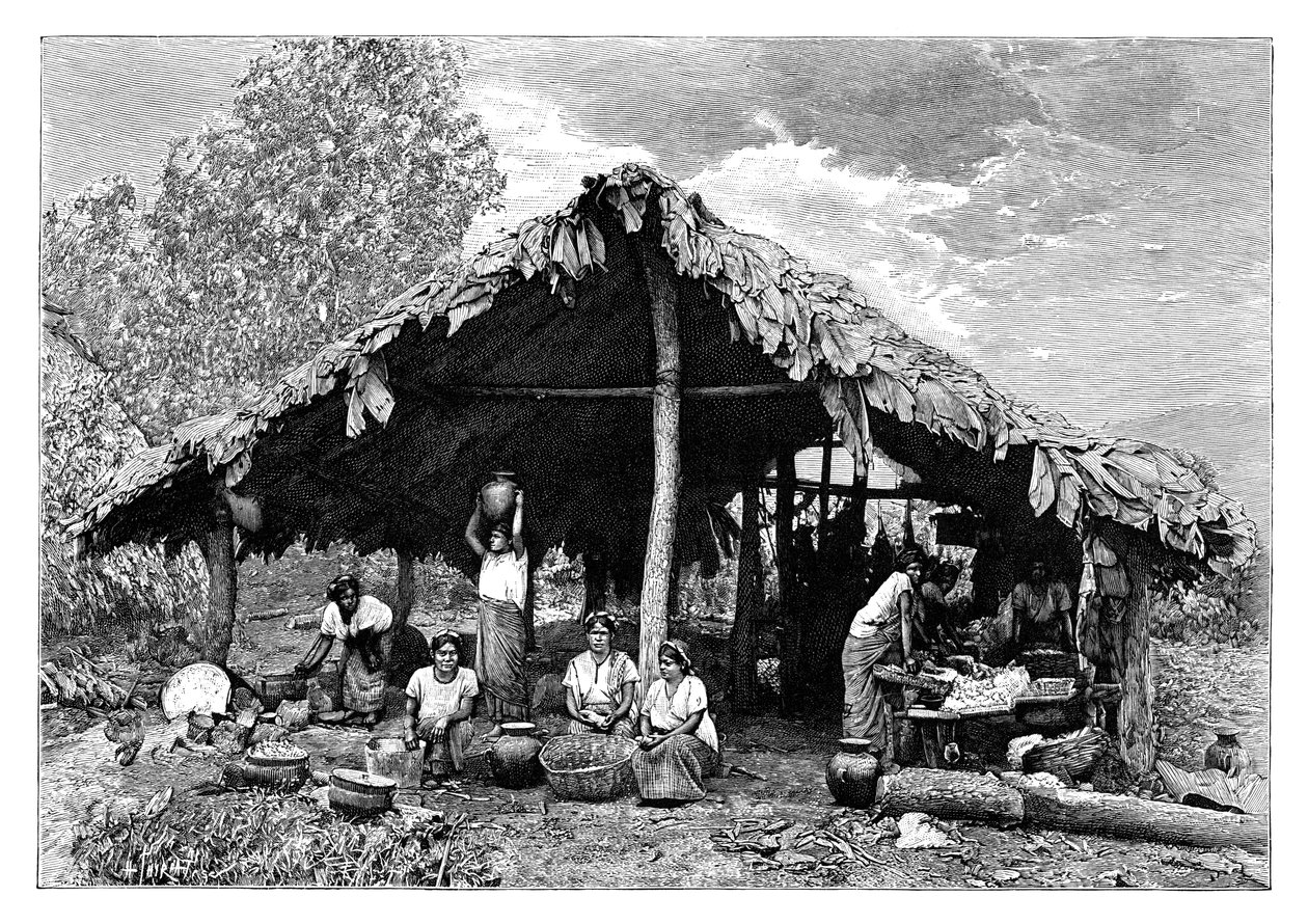 Indiske kvinner fra de varme landene på Stillehavsskråningen, Mellom-Amerika, ca 1890 av Henri Thiriat