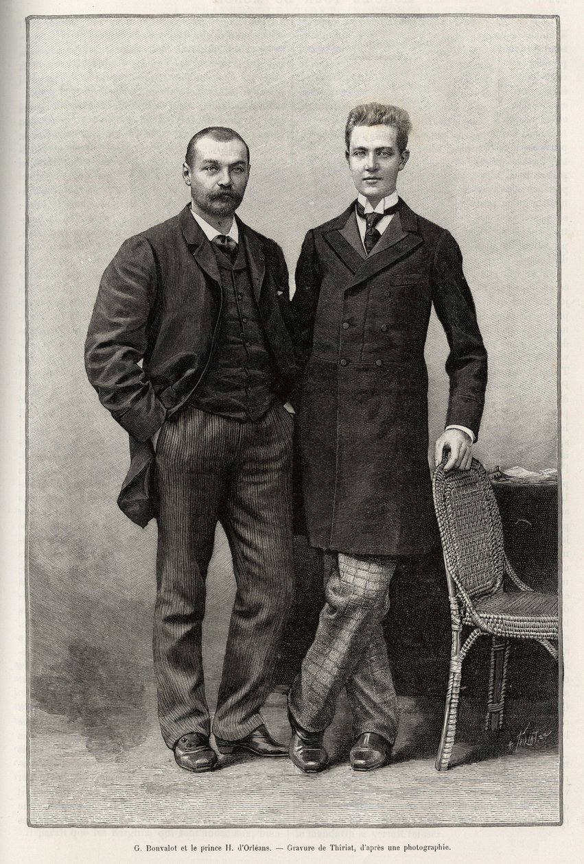 Portretter av oppdagelsesreisende Gabriel Bonvalot (1853-1933), forfatter av historien og prins Henri d