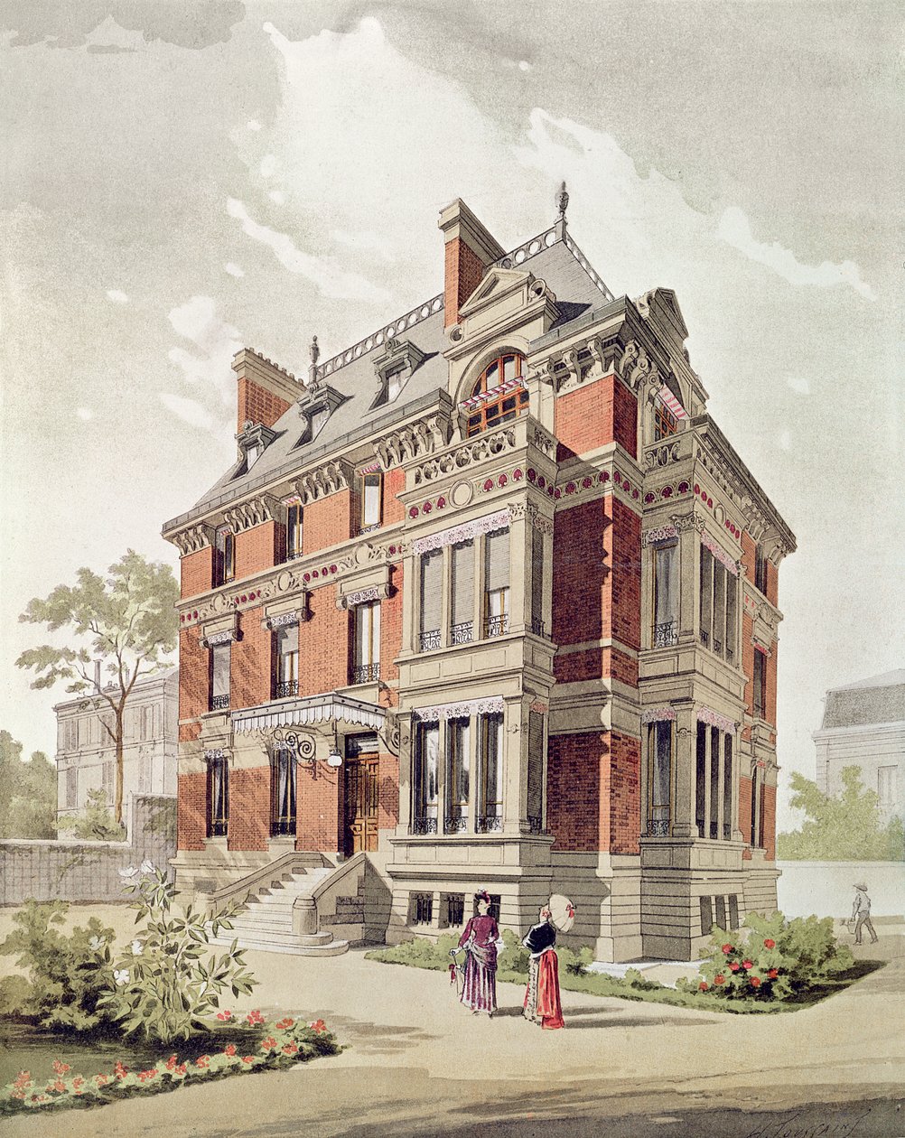 Prosjekt for en villa, slutten av 1800-tallet (blekk og gouache på papir) av Henri Toussaint