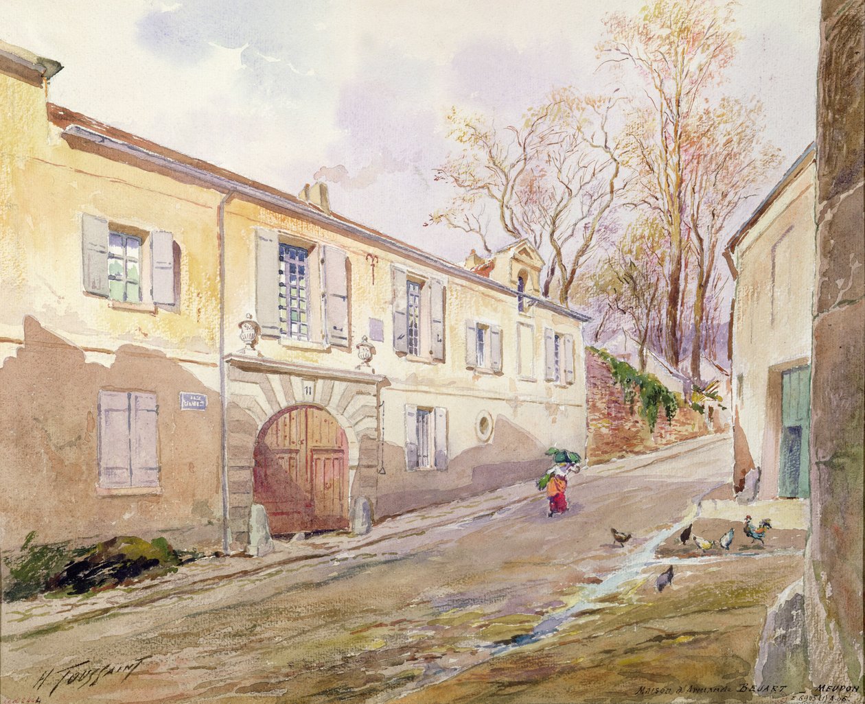 Huset til Armande Bejart (1642-1700) i Meudon, ca. 1906 (wc på papir) av Henri Toussaint