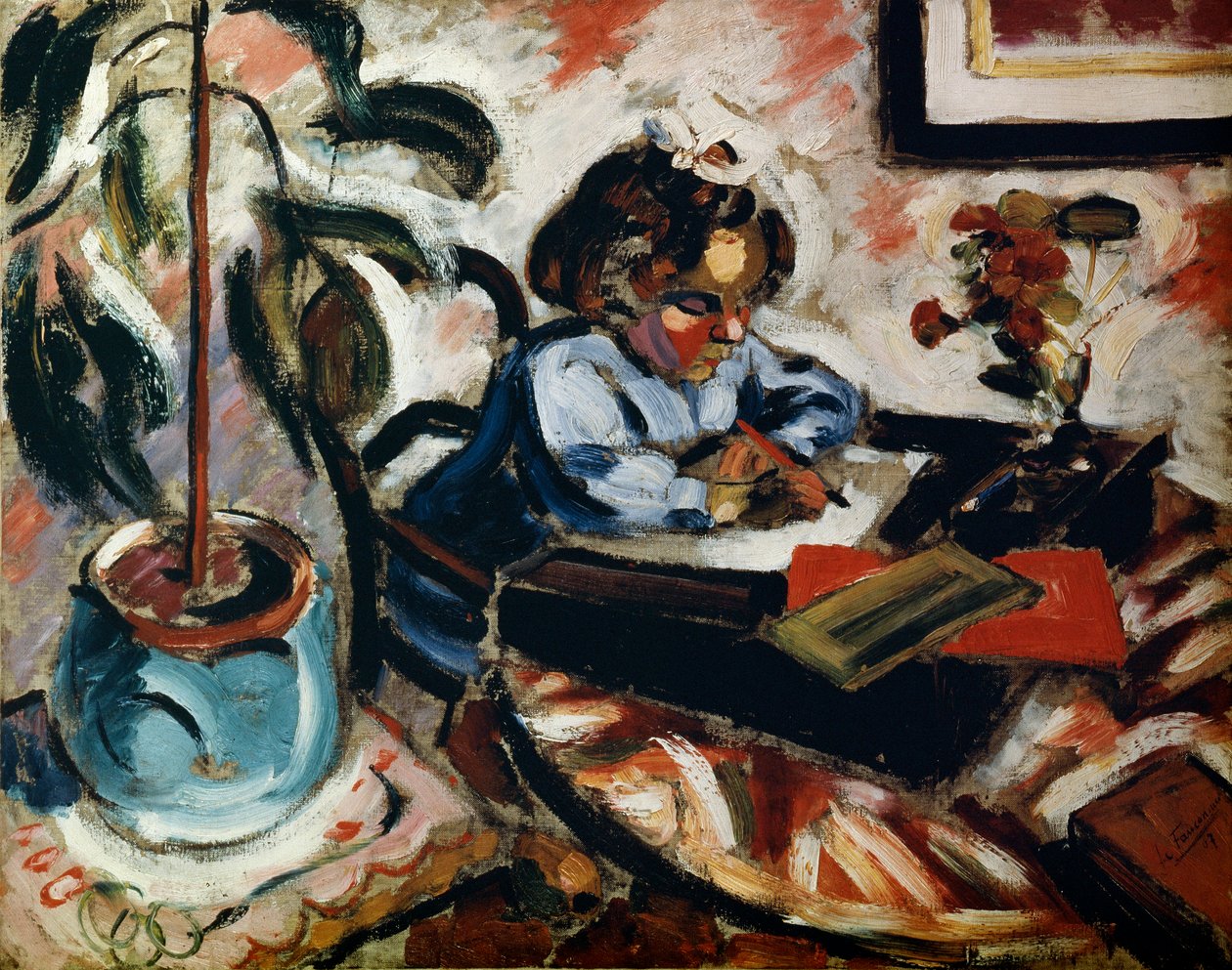 En liten skolepike, 1907. av Henri Victor Gabriel Le Fauconnier