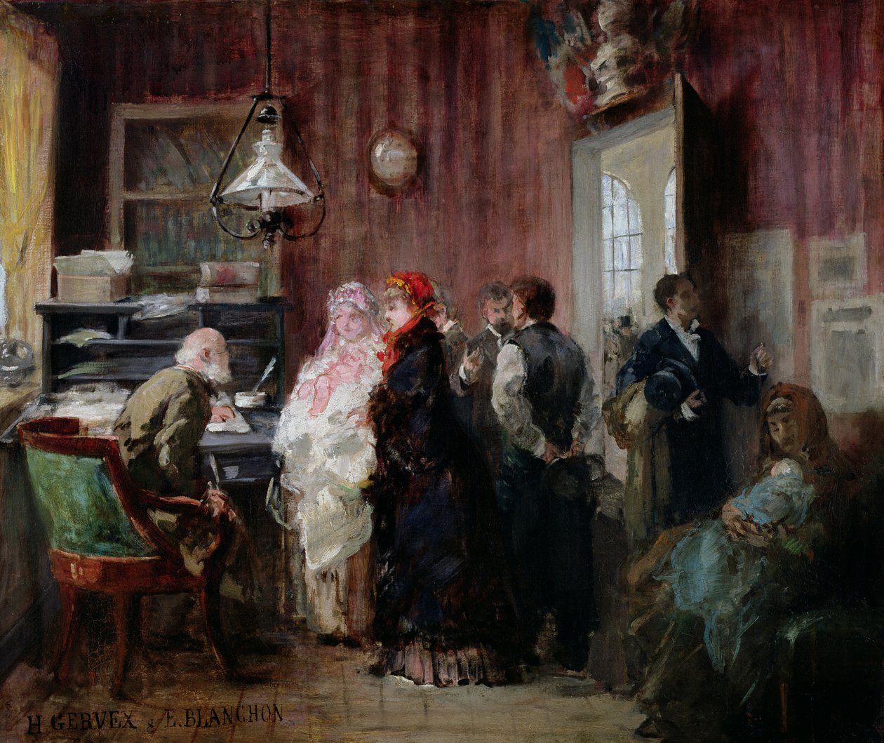 Fødsel, rådhuset i det 19. arrondissement, ca. 1881 av Henri Gervex