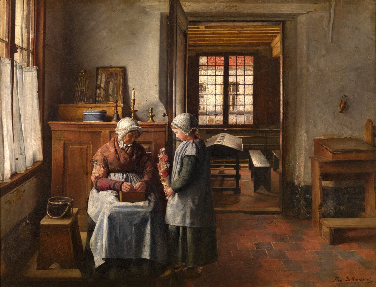 Bestemors fest (olje på lerret, montert på panel) av Henri de Braekeleer
