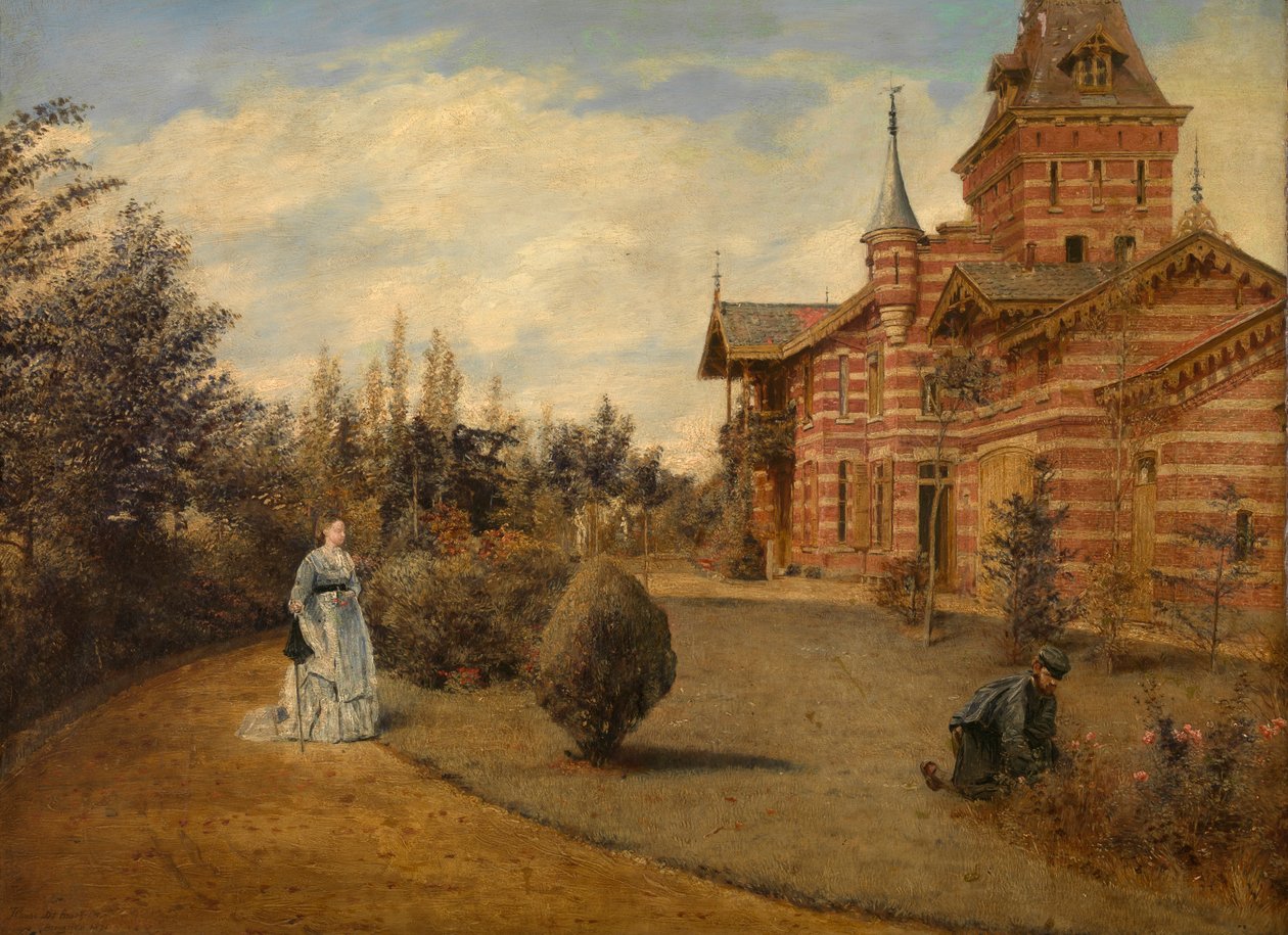 The Country House of Gustave Coûteaux (olje på panel) av Henri de Braekeleer
