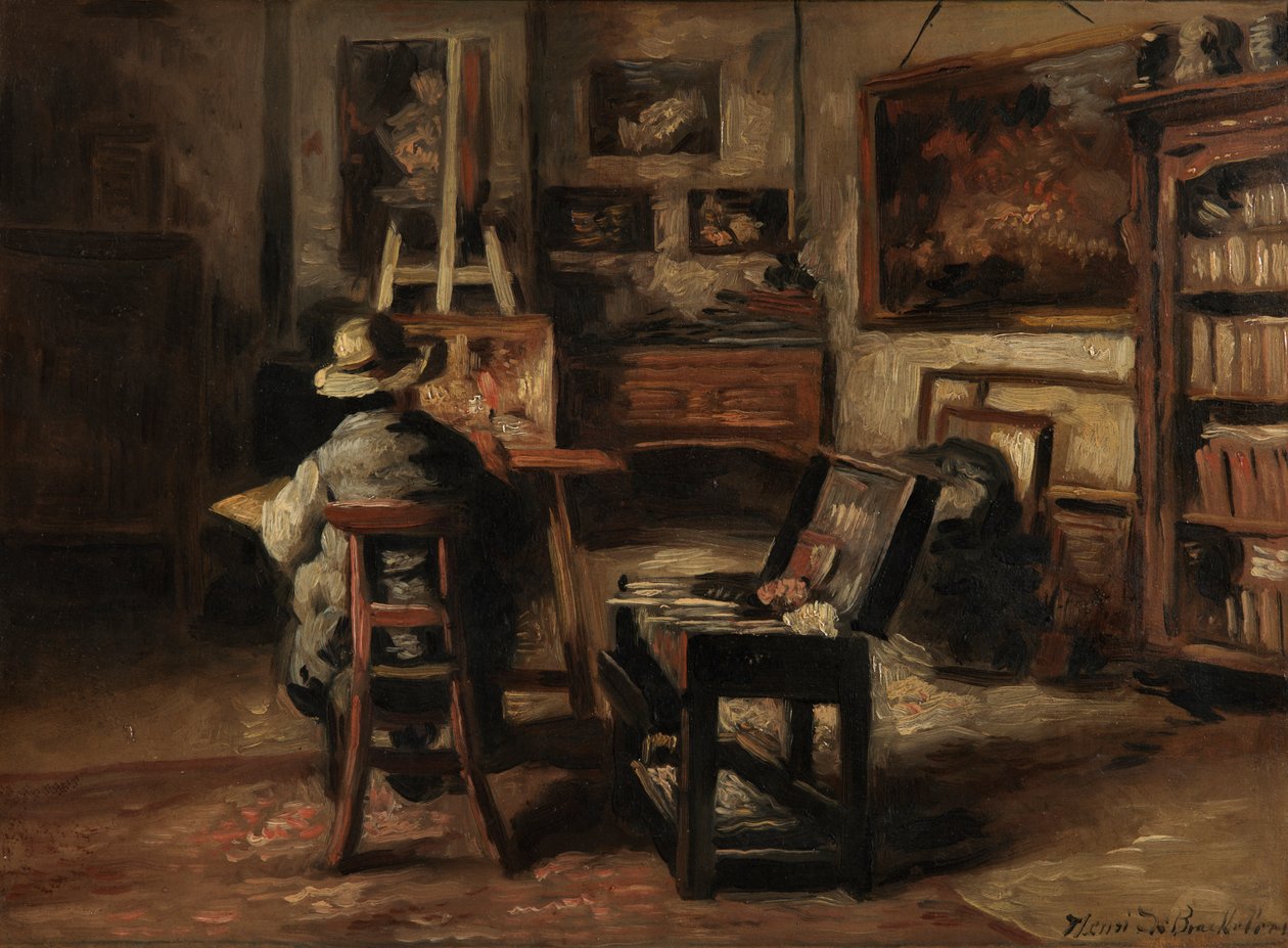 Studioet til Ferdinand De Braekeleer I, malerens far av Henri de Braekeleer