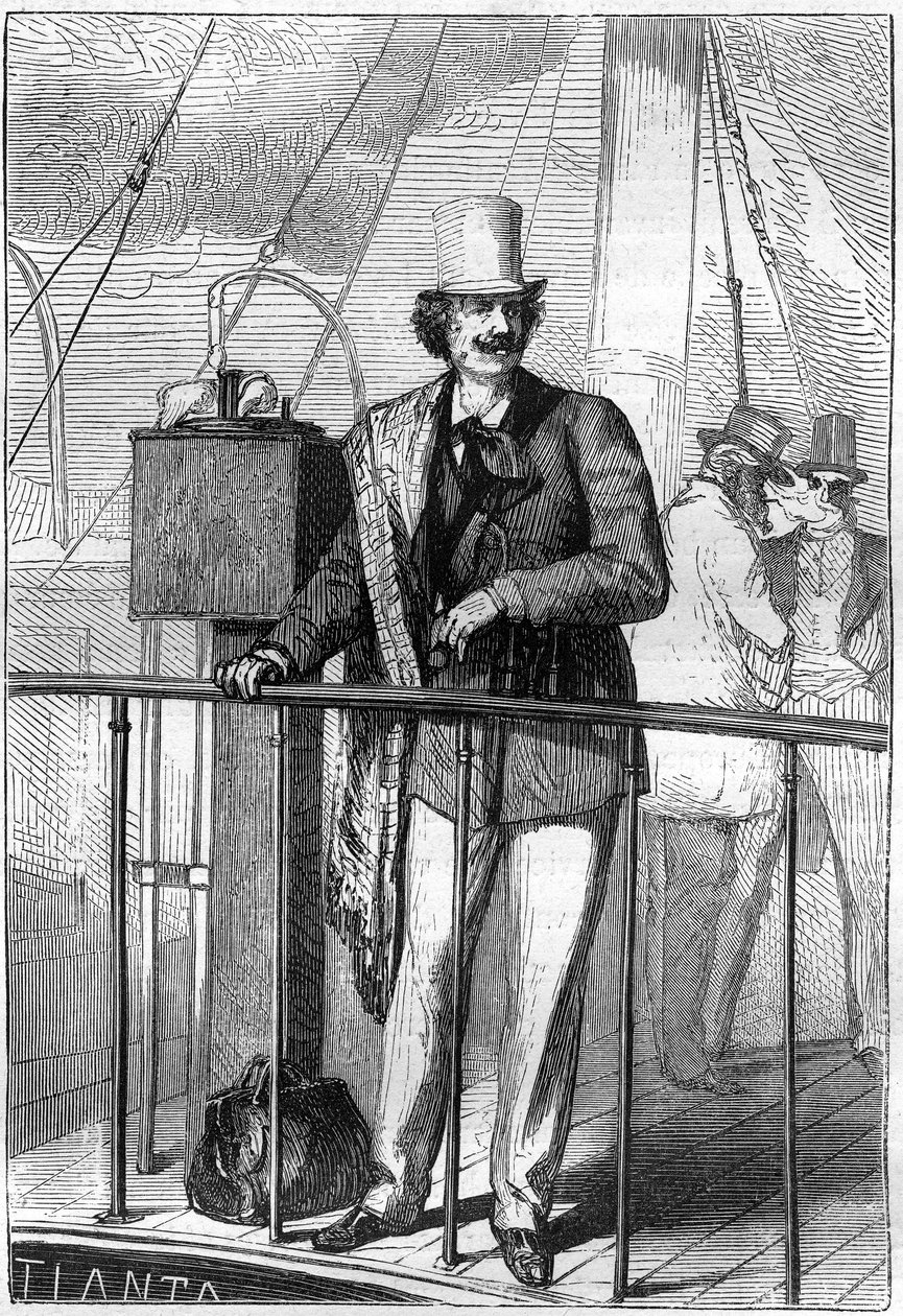 Illustrasjon av boken "Fra jorden til månen" av Jules Verne, utgave Hetzel av Henri de Montaut