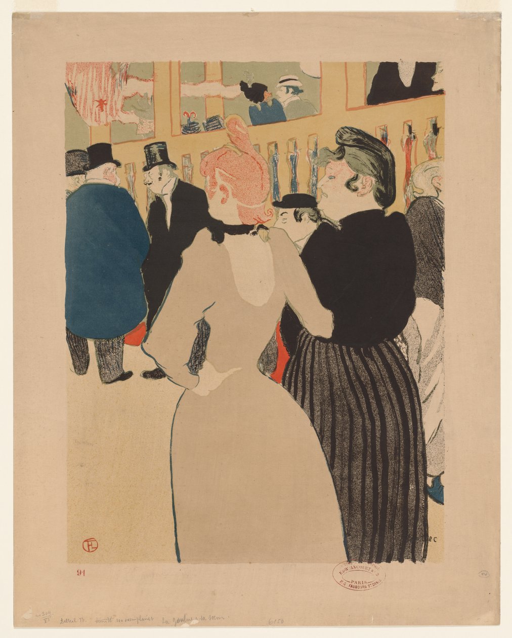 På Moulin Rouge: La Goulue og søsteren hennes av Henri de Toulouse-Lautrec