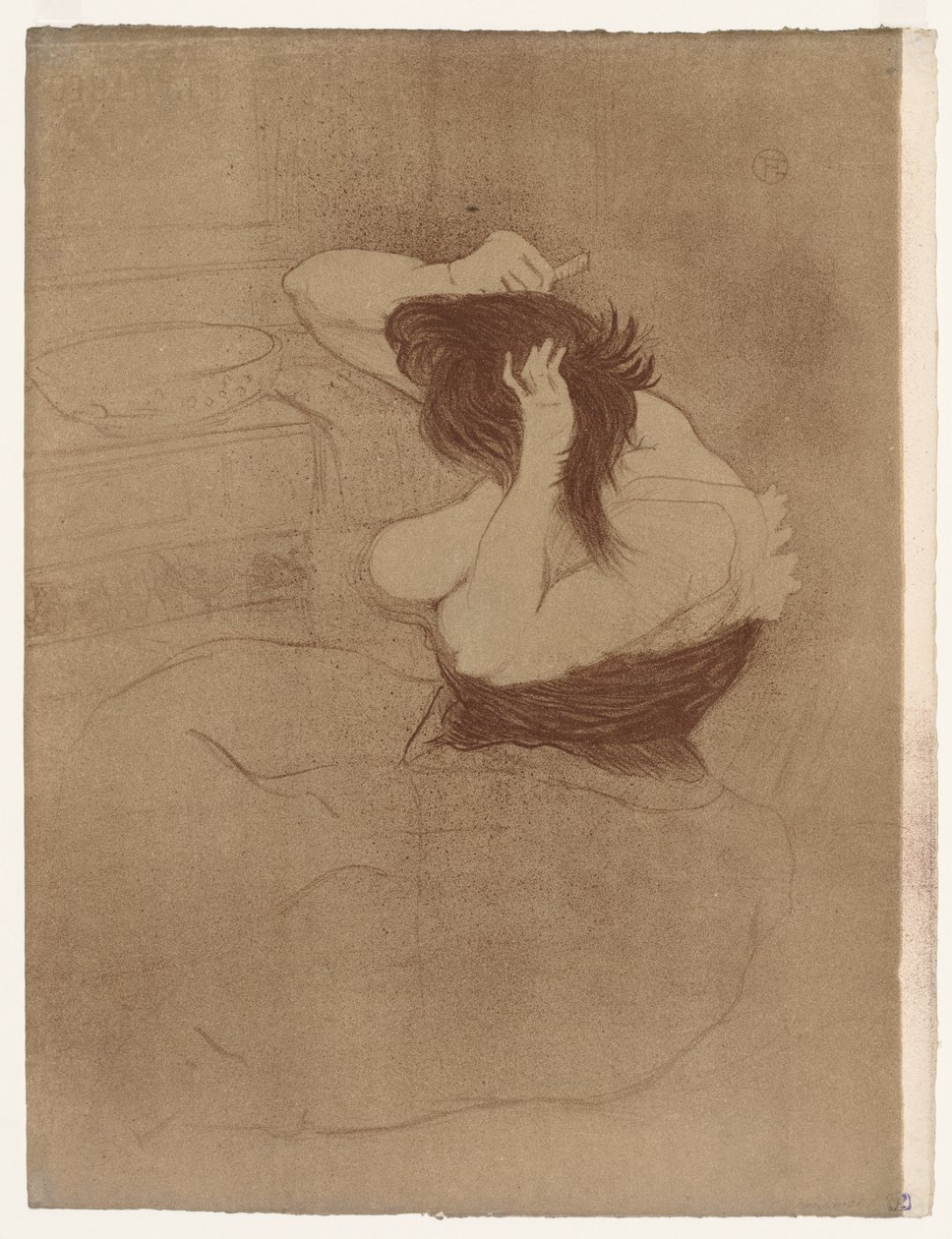 Elles: Kvinne som kjemmer håret av Henri de Toulouse-Lautrec