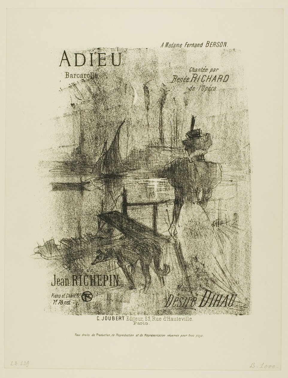 Farvel, fra Mélodies de Désiré Dihau av Henri de Toulouse-Lautrec