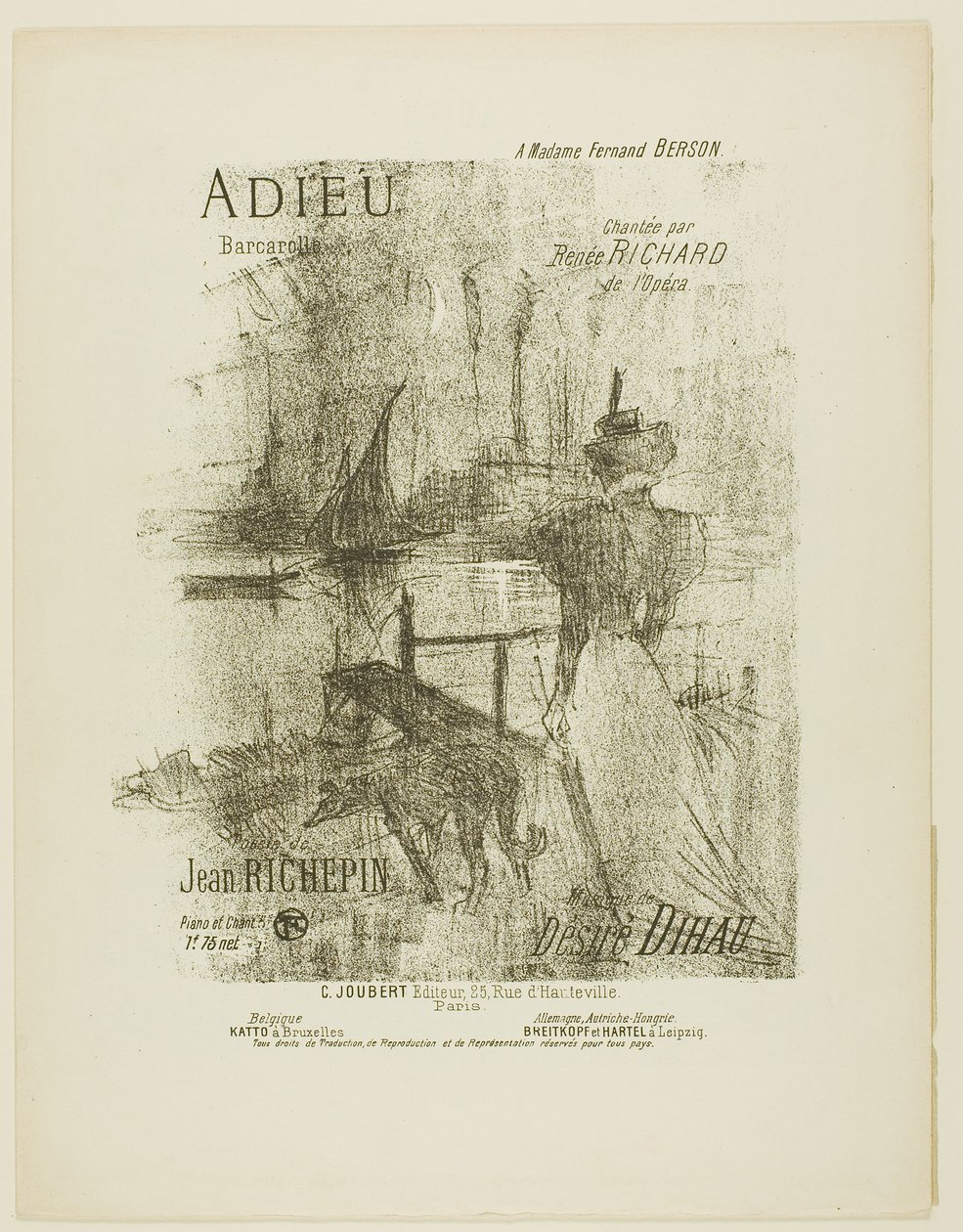 Farvel, fra Mélodies de Désiré Dihau av Henri de Toulouse-Lautrec