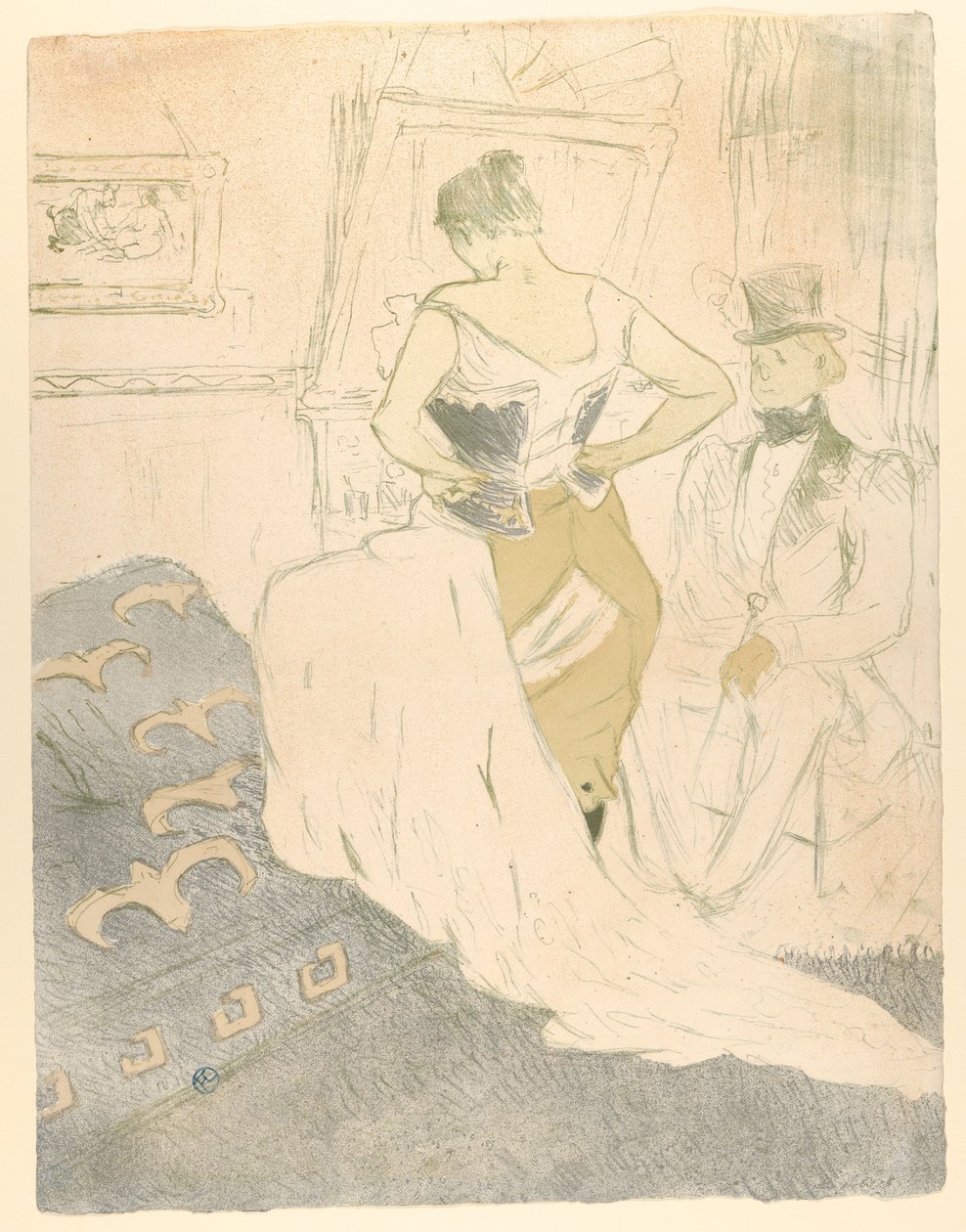Slik spenner du et korsett, fra «Elles» av Henri de Toulouse-Lautrec