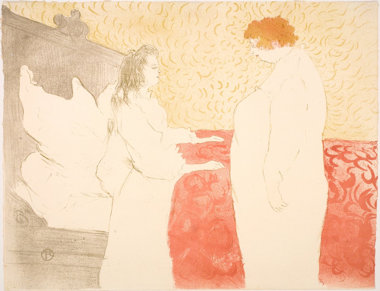 Kvinne i seng, profil, tidlig soloppgang av Henri de Toulouse-Lautrec