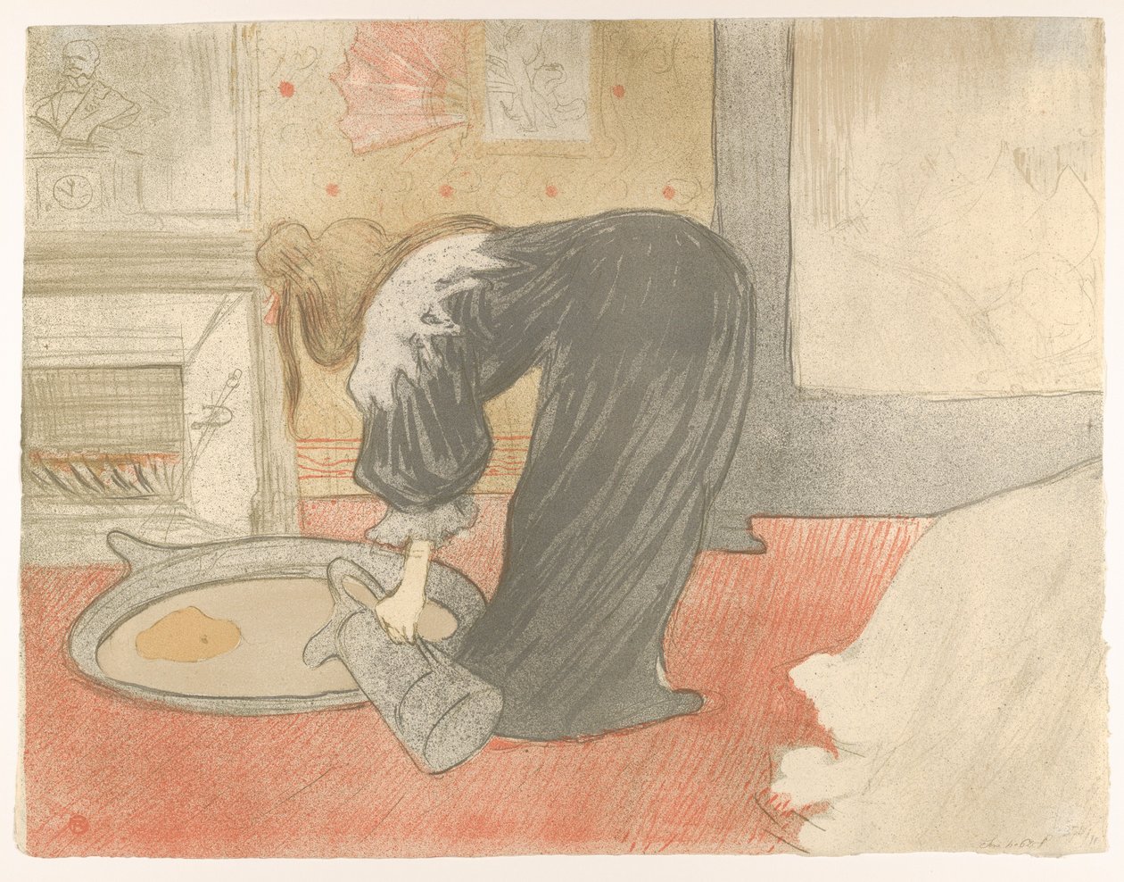 Fylling av et badekar, fra «Elles» av Henri de Toulouse-Lautrec