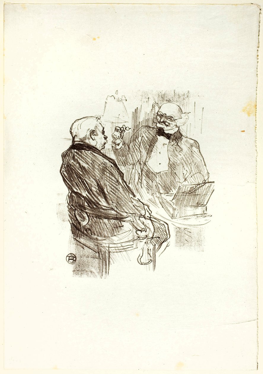 Georges Clemenceau og optomotisten, Mayer, fra Au Pied du Sinaï av Henri de Toulouse-Lautrec