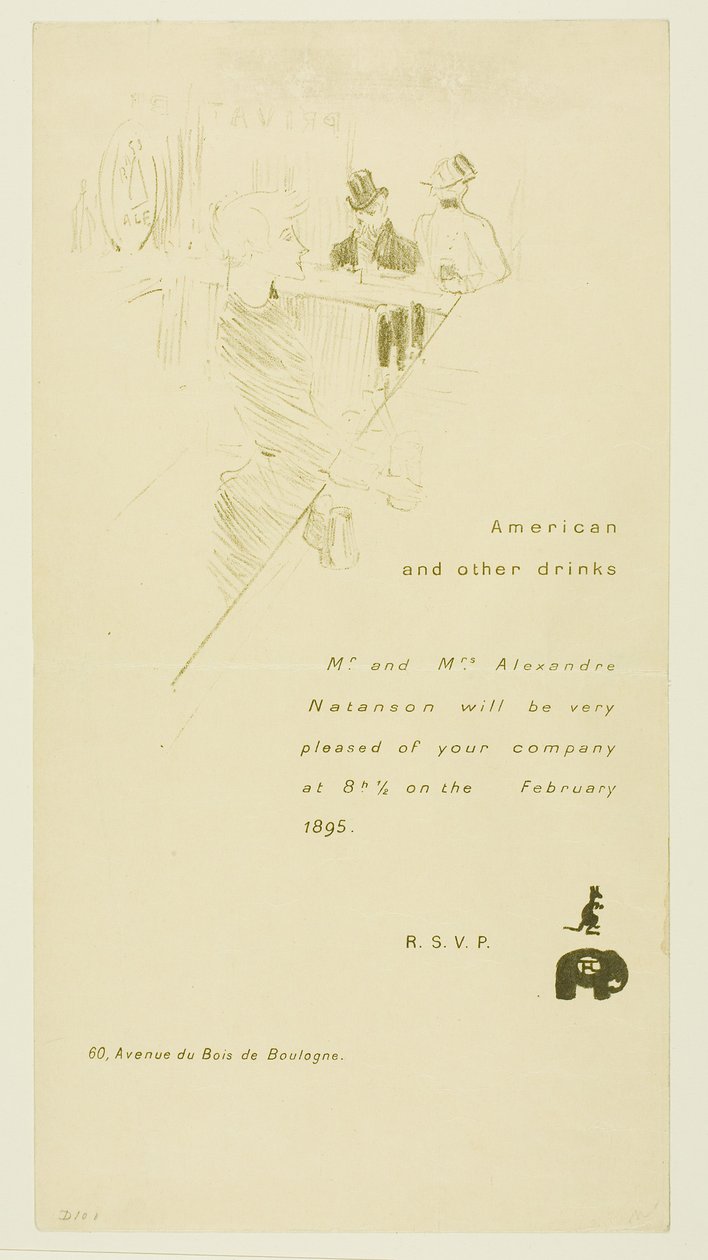 Invitasjon til herr og fru Alexandre Natanson av Henri de Toulouse-Lautrec