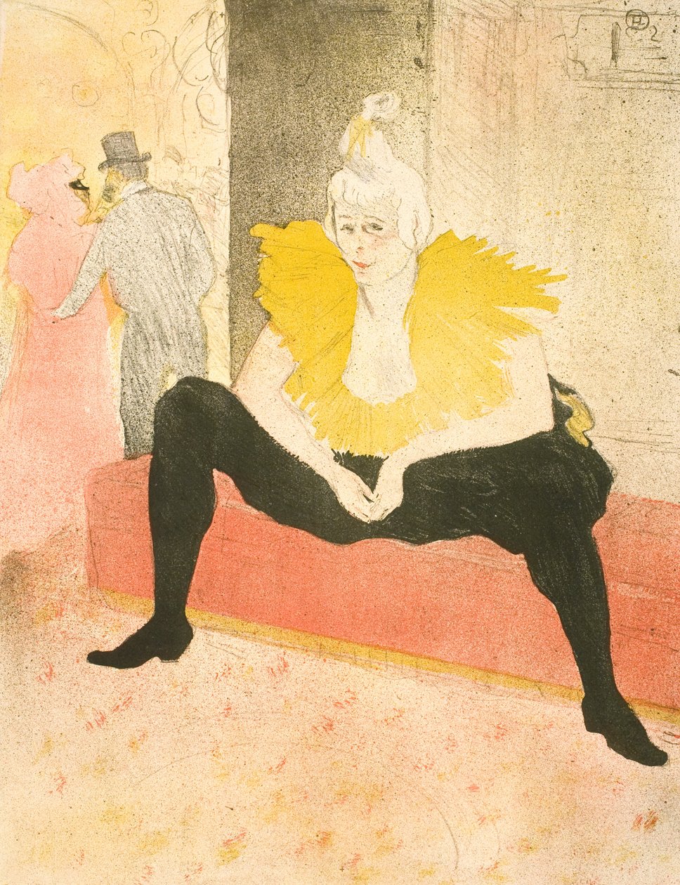 Den sittende klovnen, frøken Cha-U-Kao av Henri de Toulouse-Lautrec