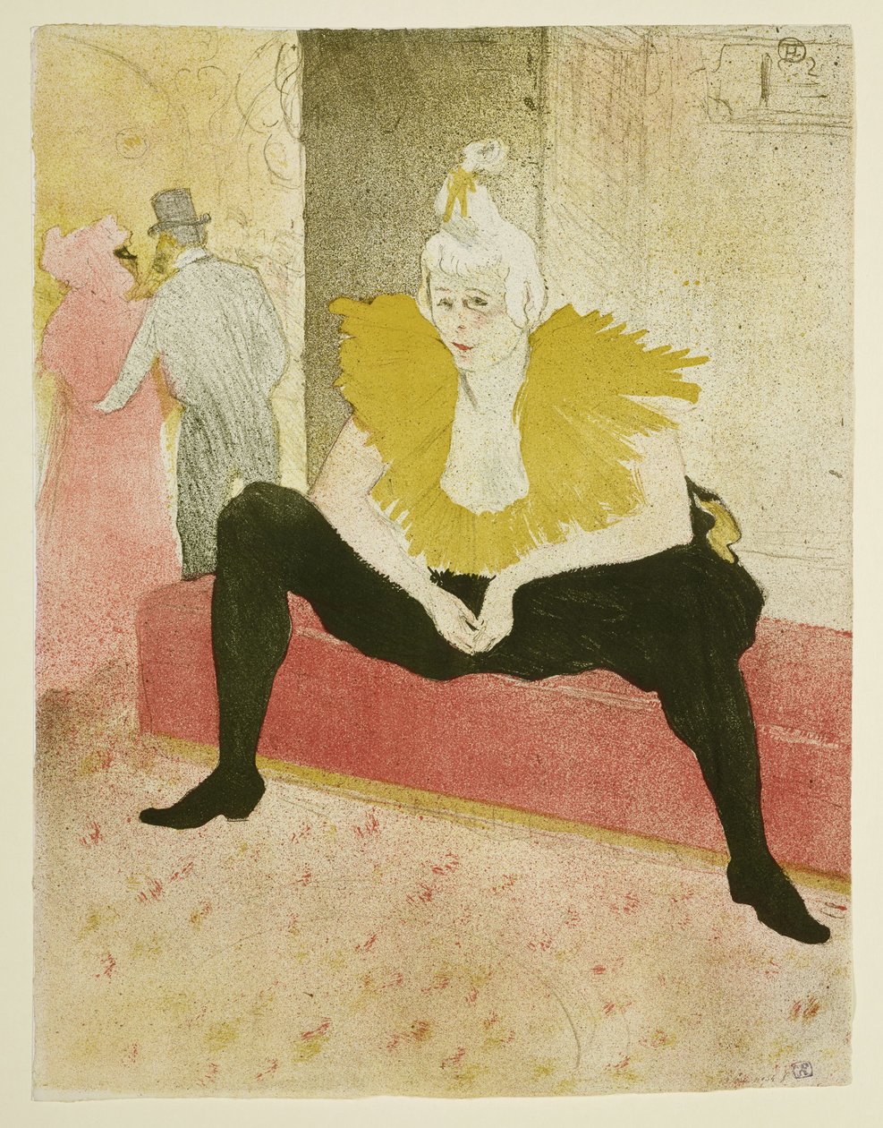 Den sittende klovninnen Mademoiselle Cha-u-Kao (Plate 3 fra: «Elles») av Henri de Toulouse-Lautrec