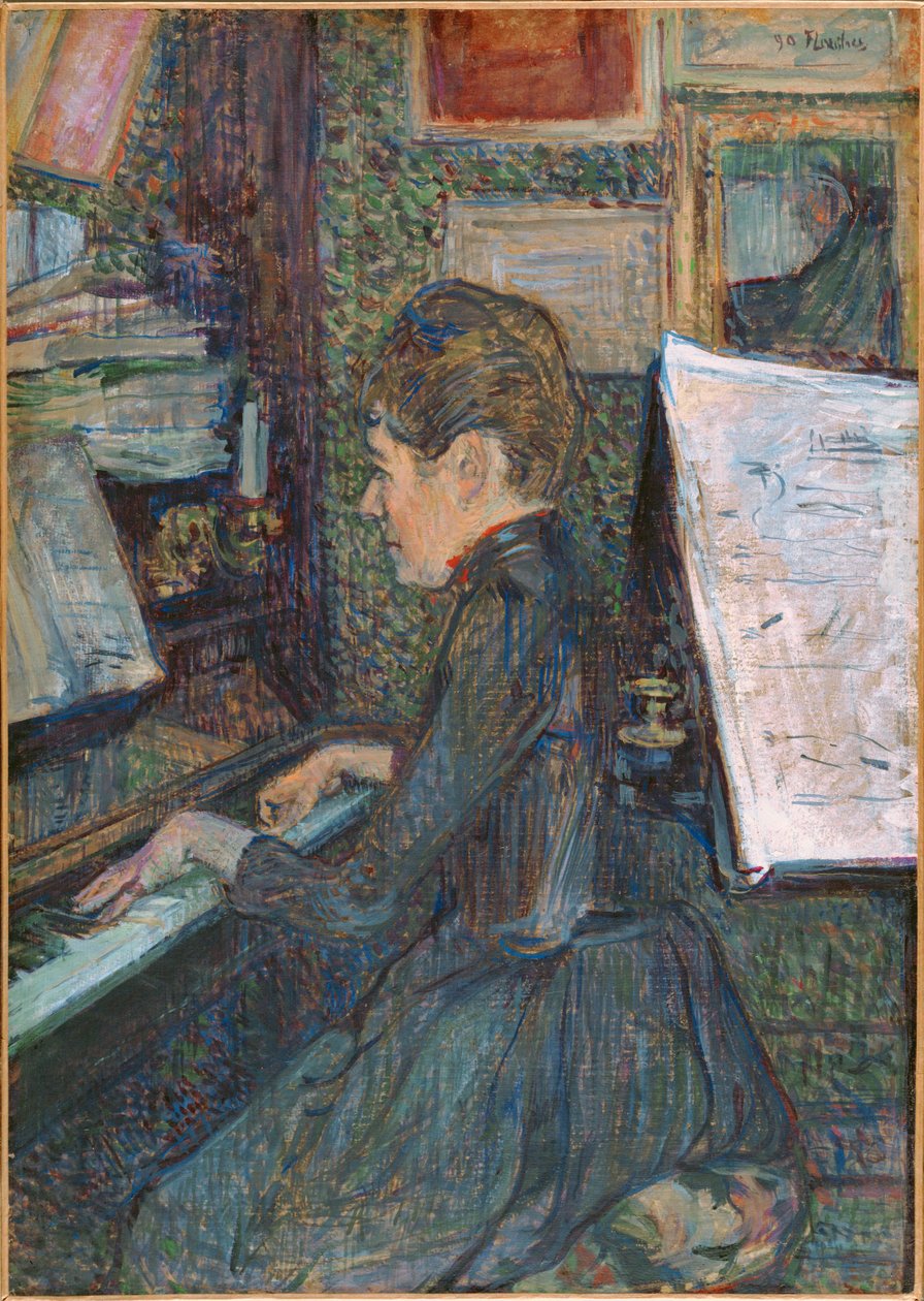 Frøken Dihau ved pianoet… av Henri de Toulouse-Lautrec