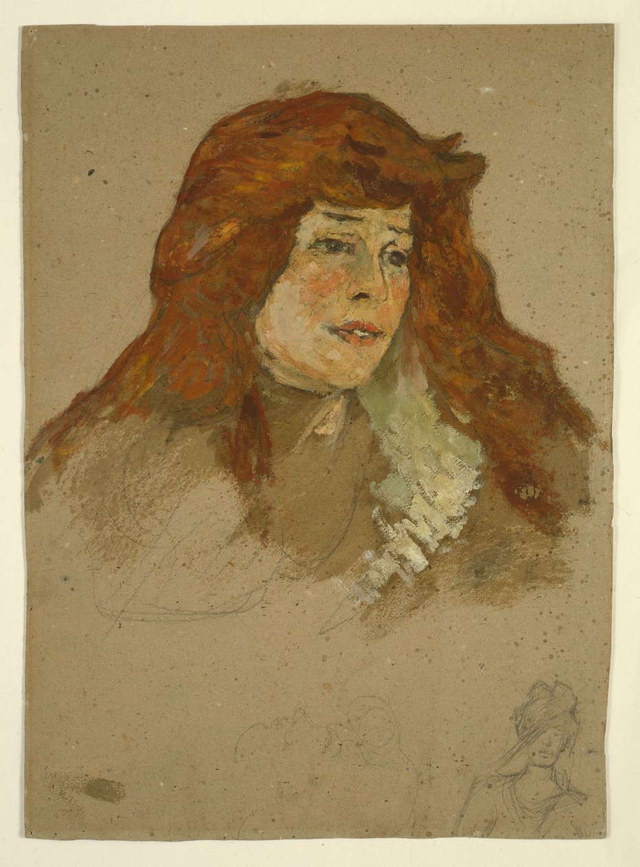Mme Lili Grenier (rekto); Landskap med kirke (verso) av Henri de Toulouse-Lautrec