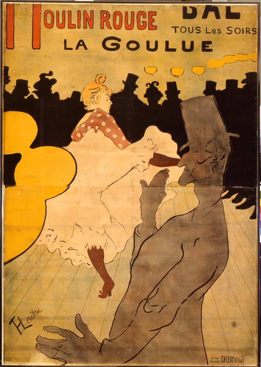 Moulin Rouge-La Goulue (fargelitografi) av Henri de Toulouse Lautrec