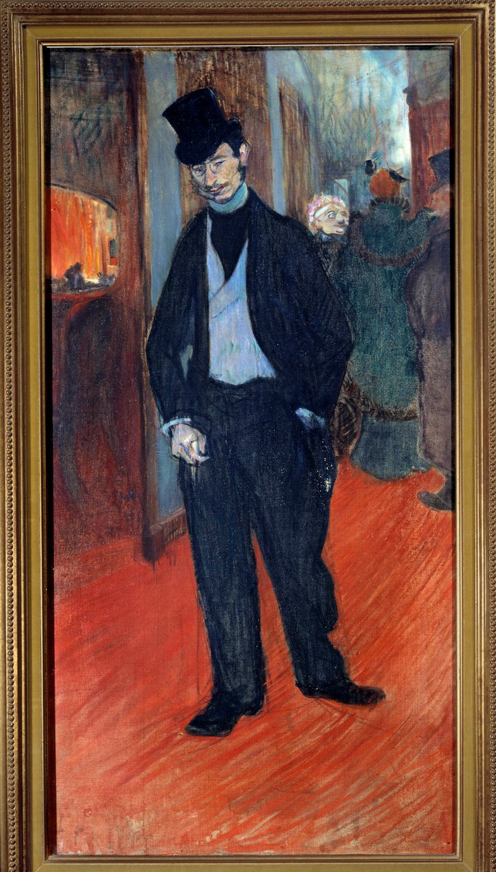 Portrett av doktor Gabriel Tapie de Celeyran (1869-1930) bak kulissene til et teater Maleri av Henri de Toulouse Lautrec (1864-1901) 1894 Søn. 1,1x0,56 m Albi, Musee Toulouse Lautrec - Portrett i full lengde av Dr. Gabriel Tapie de Celeyran (1869-1930) av Henri de Toulouse Lautrec