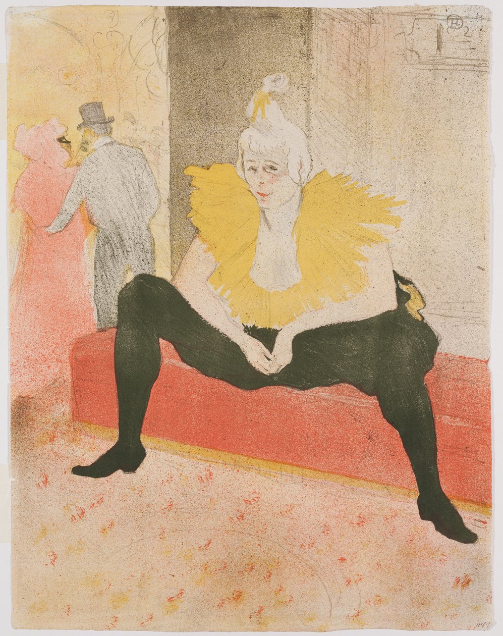Sittende kvinnelig klovn (Mlle Cha-U-Kao) av Henri de Toulouse Lautrec