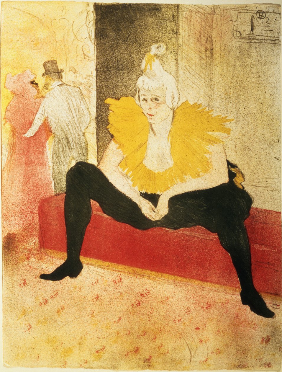 Sittende kvinnelig klovn, Mlle. Cha-U-Kao av Henri de Toulouse Lautrec