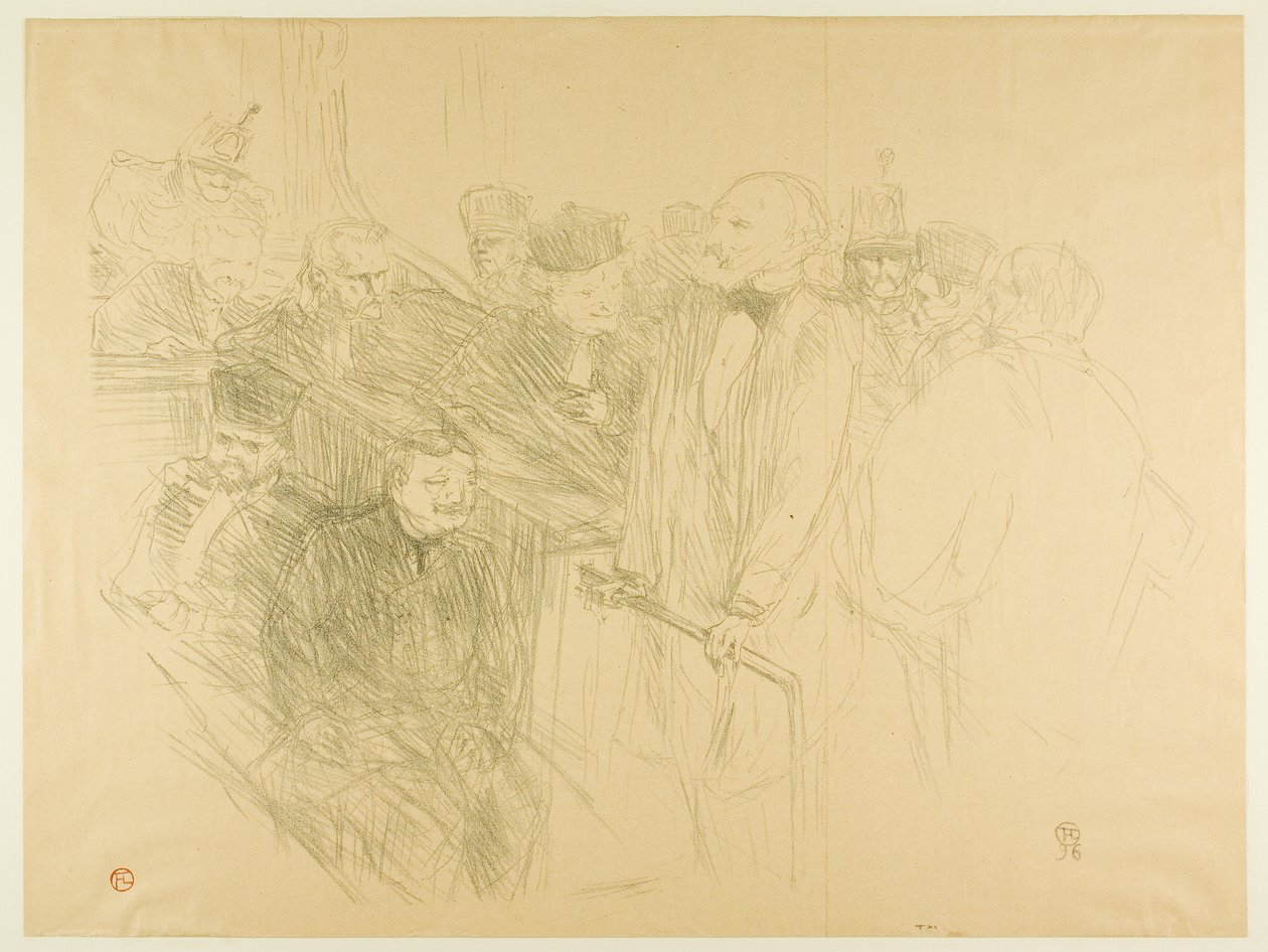 The Arton Trial, Ribot Giving Evidence (andre plate) av Henri de Toulouse-Lautrec