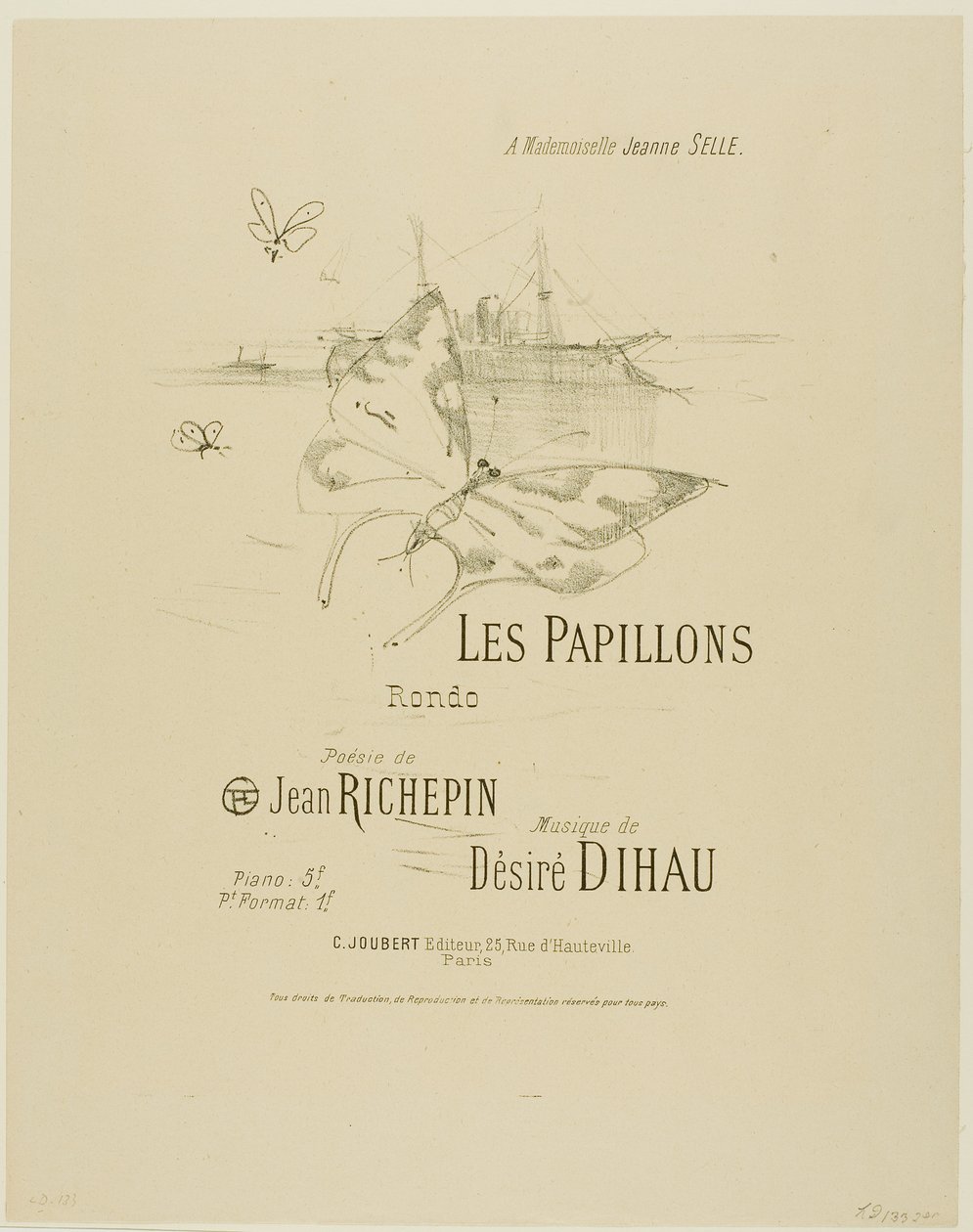 Sommerfuglene, fra Melodier av Désiré Dihau av Henri de Toulouse-Lautrec