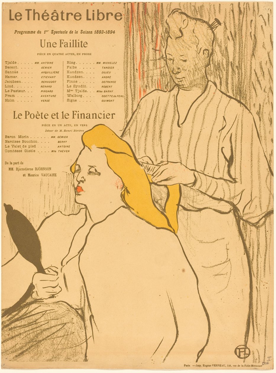 Frisøren - Program for Théâtre-Libre (Frisøren - Program for Théâtre-Libre) av Henri de Toulouse-Lautrec
