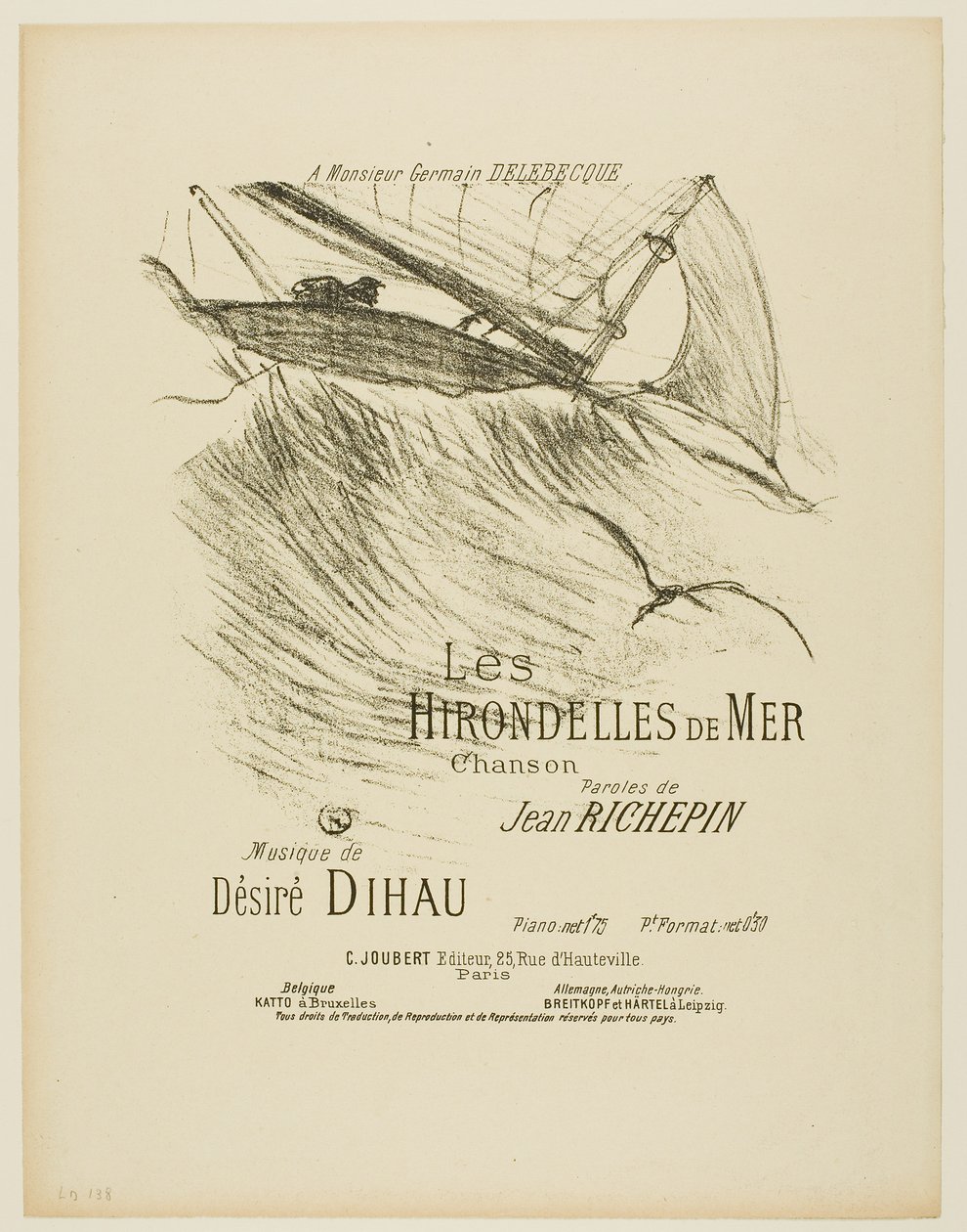Havsvalene, fra Melodier av Désiré Dihau av Henri de Toulouse-Lautrec