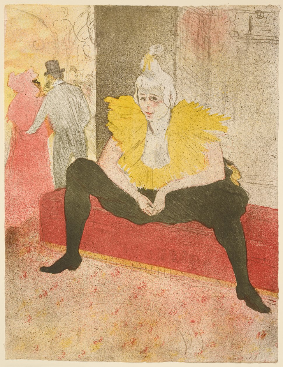 Den sittende kvinnelige klovnen (Mademoiselle Cha-U-Kao) av Henri de Toulouse-Lautrec
