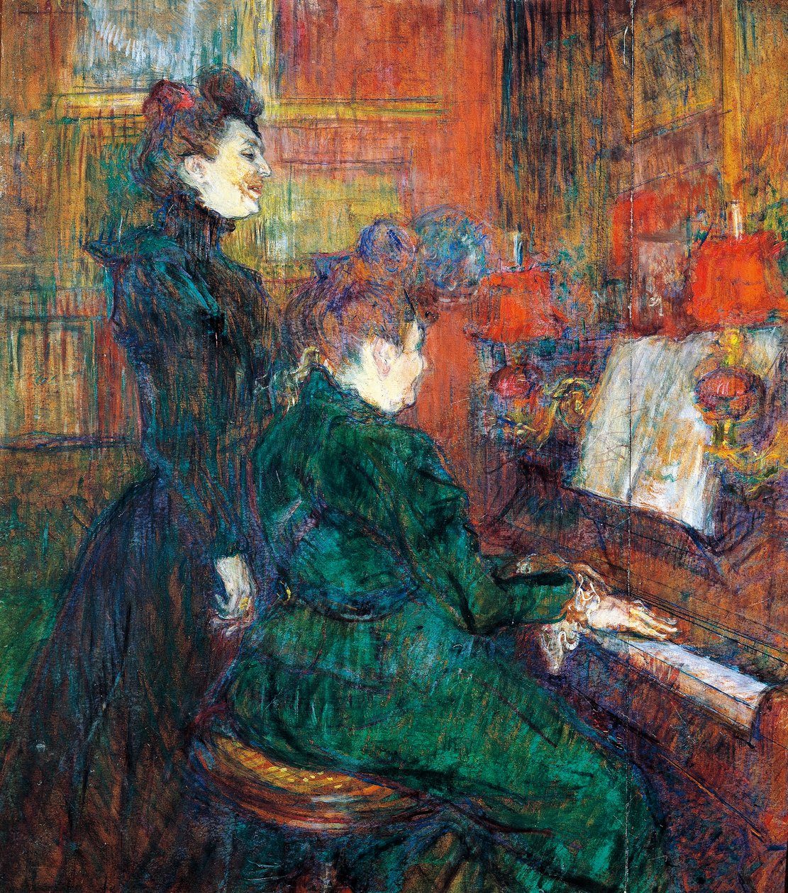 Sangtimen, av Henri de Toulouse Lautrec, olje på papp av Henri de Toulouse Lautrec