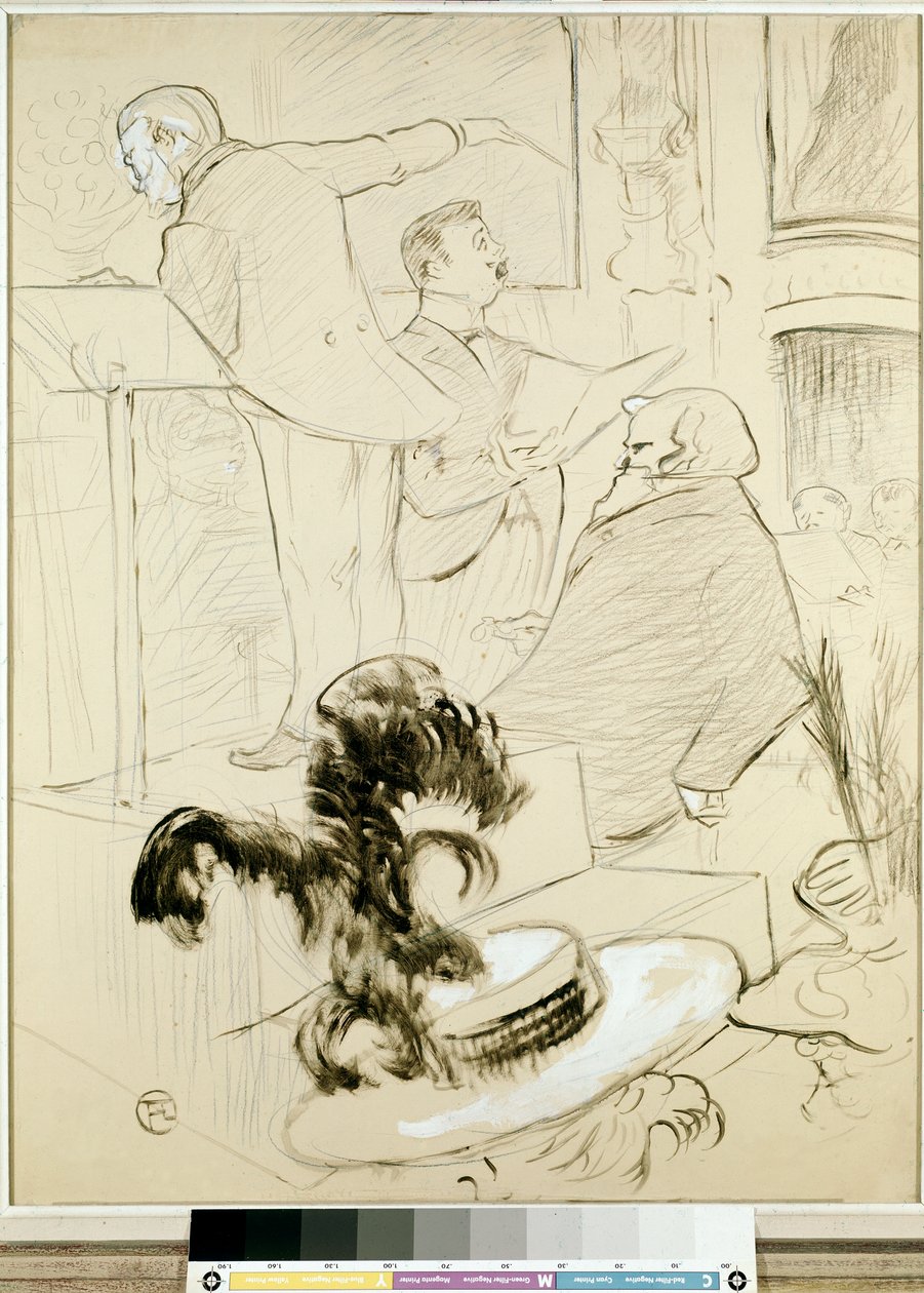 Operaens store konserter: Ambroise Thomas var vitne til en repetisjon av Francesca da Rimini, ca. 1896 (kina-blekk med pensel, blyant, hvit gouache og kull på papir, av Henri de Toulouse Lautrec