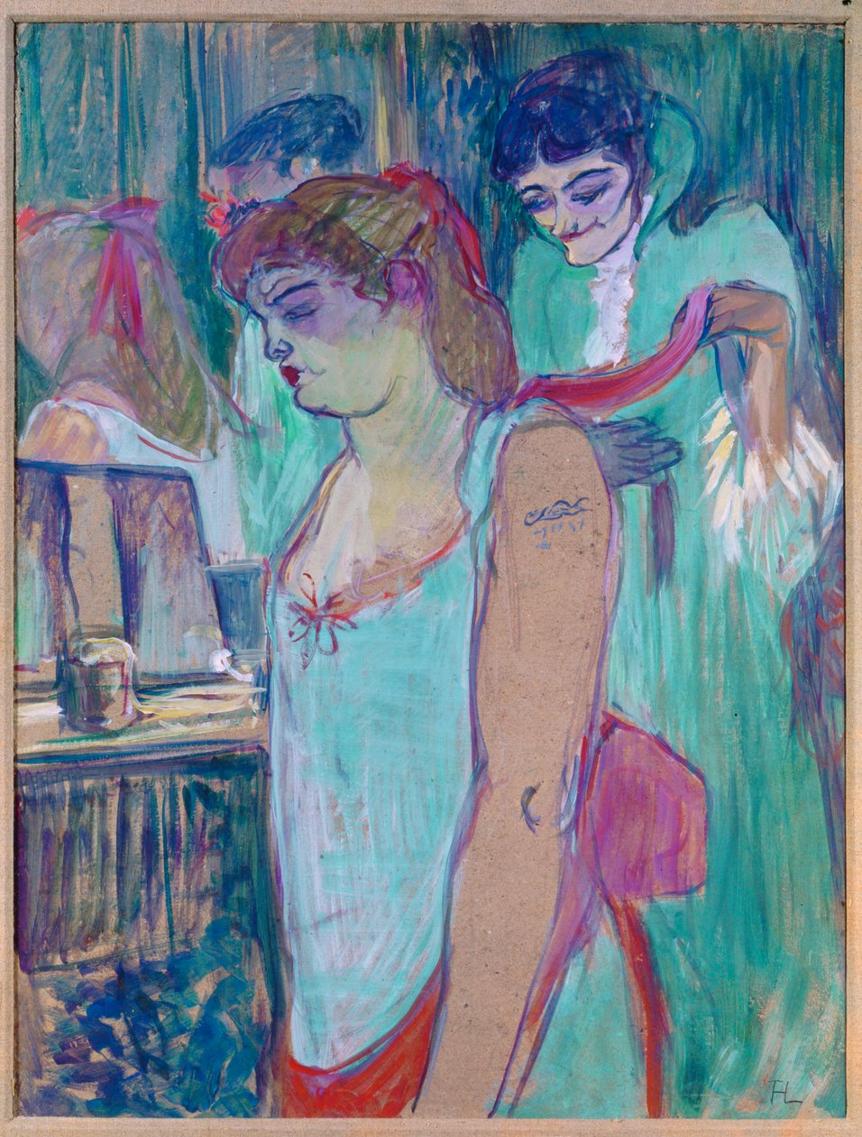 Den tatoverte kvinnen eller toalettet (pastell på papp) av Henri de Toulouse-Lautrec