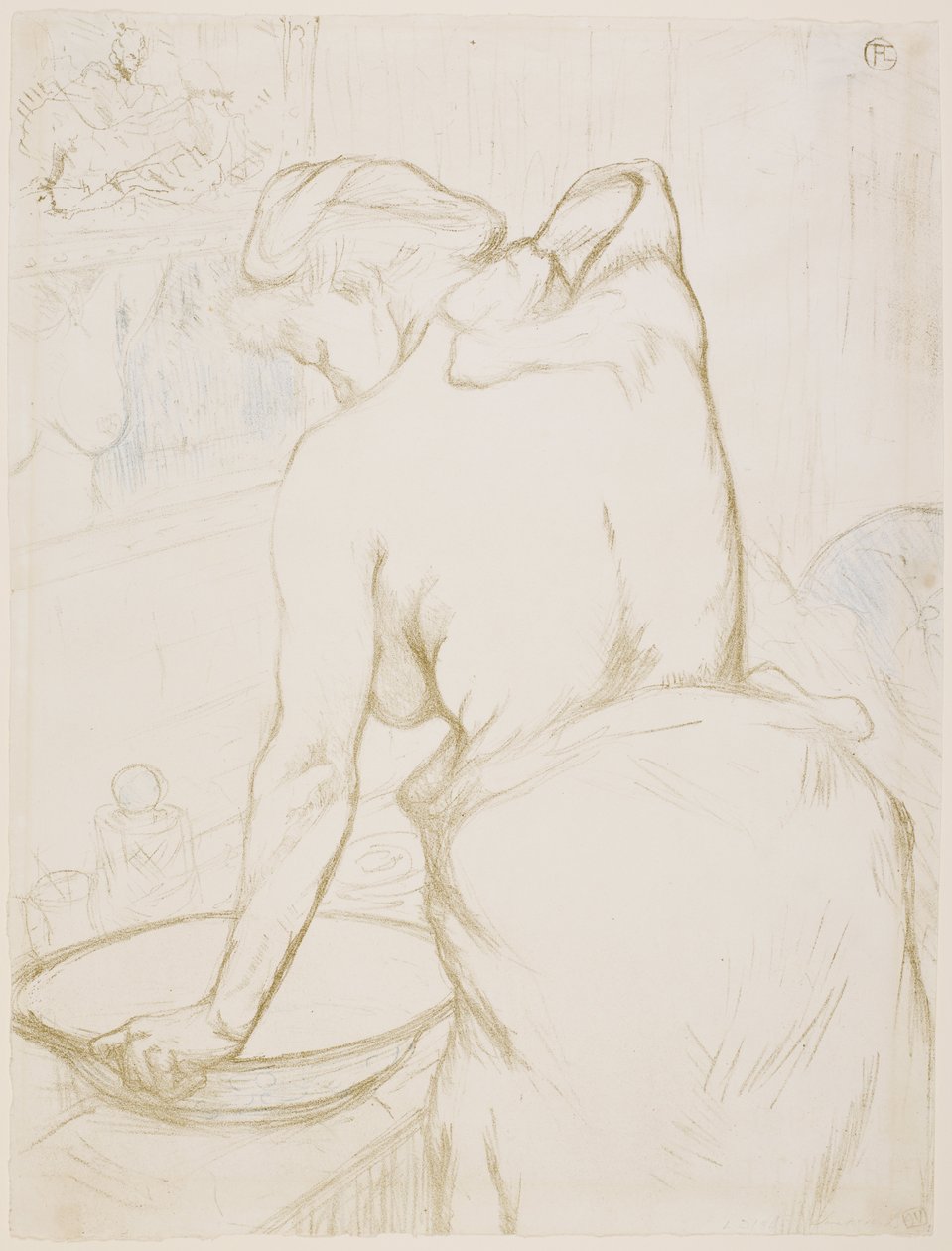 Kvinne ved toalettet, som vasker seg av Henri de Toulouse-Lautrec