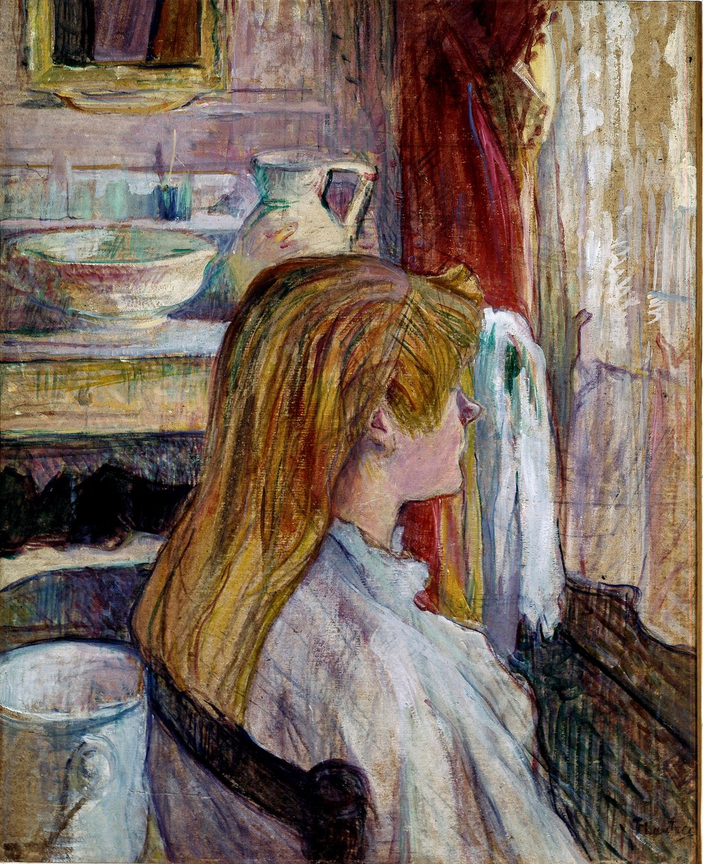 Kvinne ved vinduet. (olje på papir) av Henri de Toulouse Lautrec