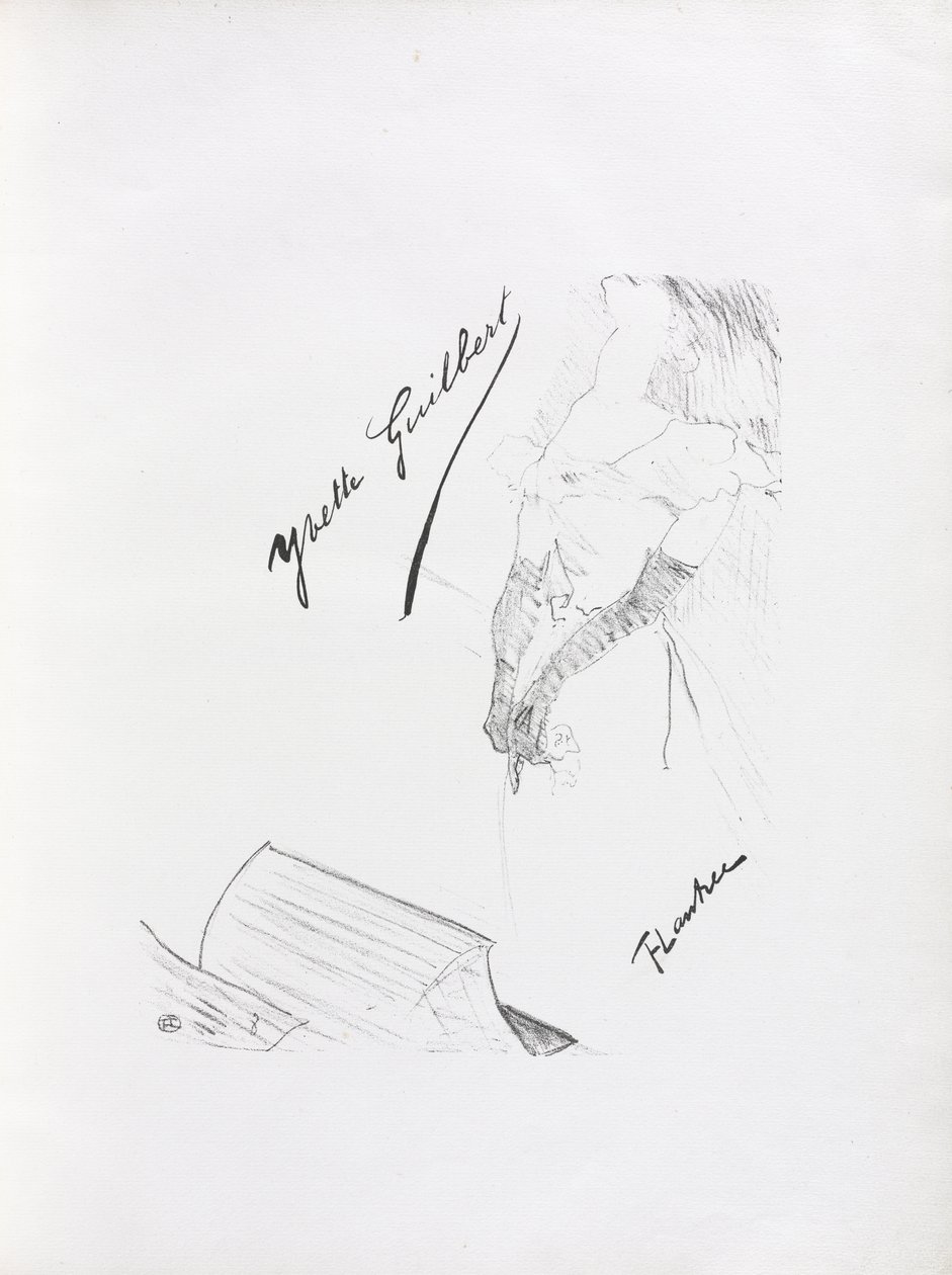 Yvette Guilbert-engelsk serie: Frontispice av Henri de Toulouse-Lautrec