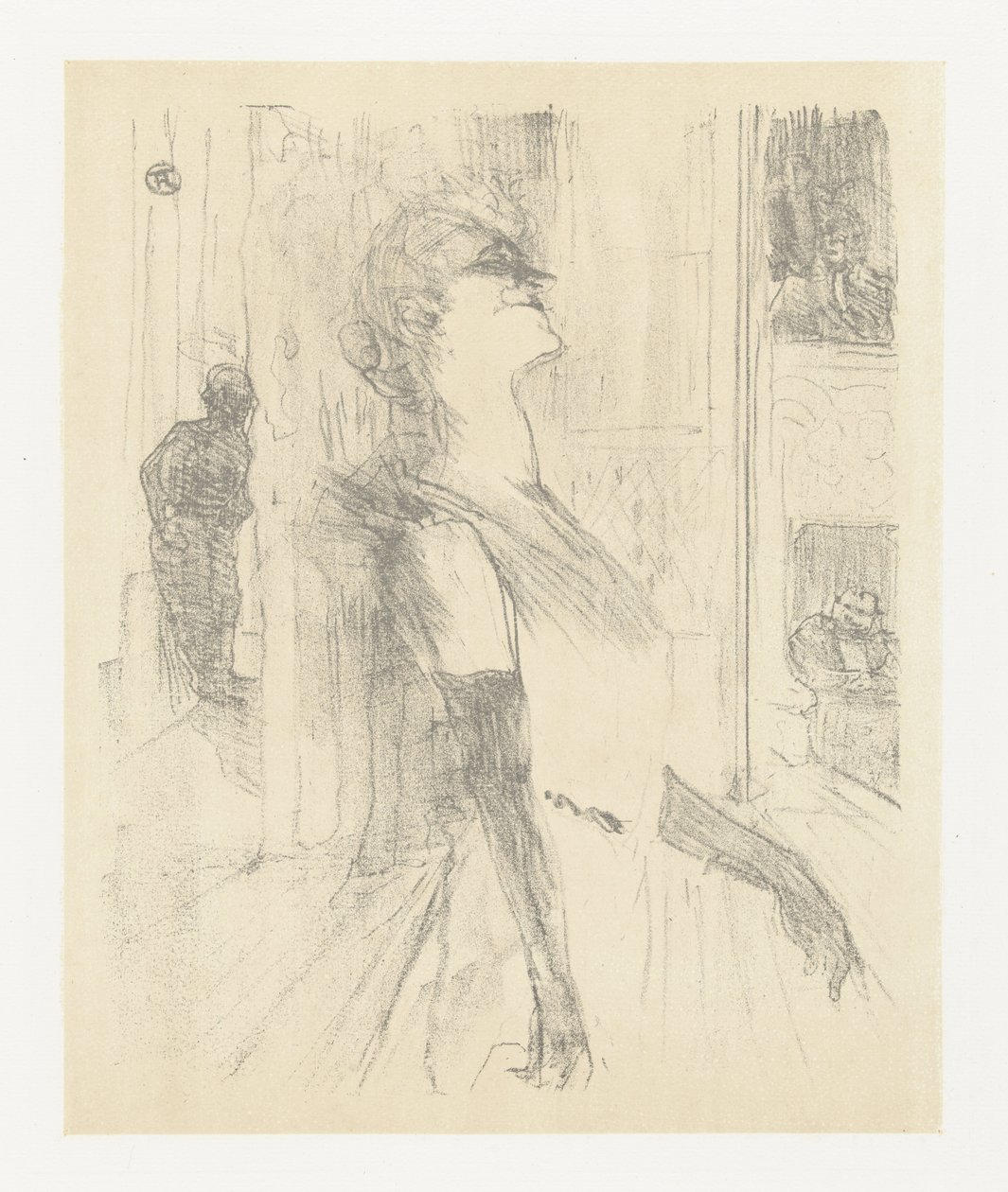 Portrett av skuespillerinnen Yvette Guilbert under opptreden Yvette Guilbert på scenen Yvette Guilbert: Engelsk serie (serietittel) av Henri de Toulouse Lautrec (signed by artist)