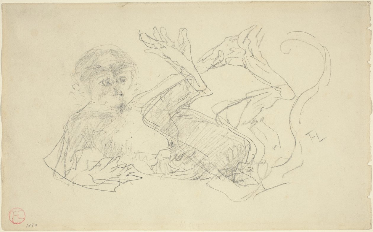 En ape som leker på ryggen hans av Henri de Toulouse Lautrec