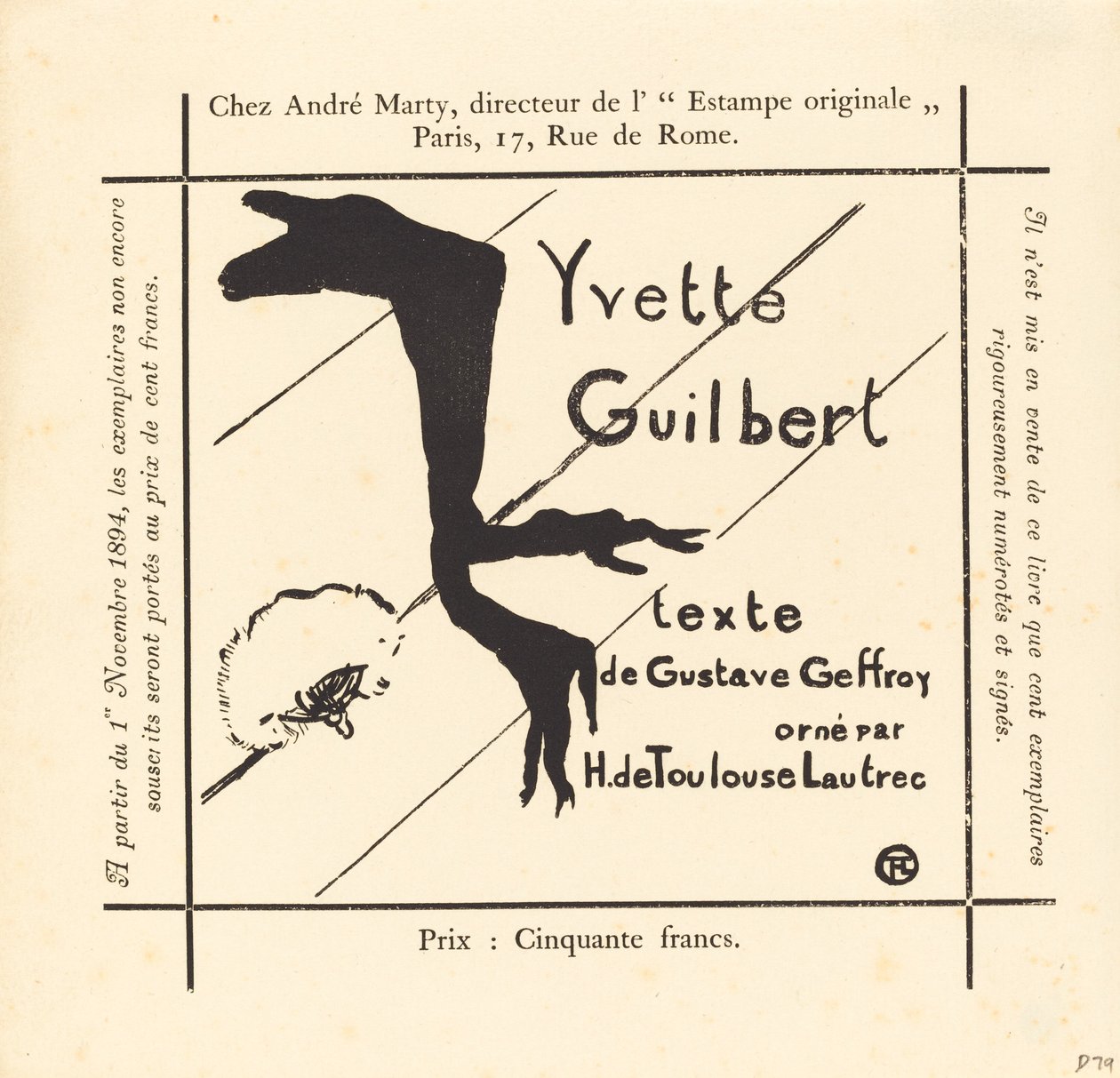 Annonse for albumet Yvette Guilbert av Henri de Toulouse Lautrec