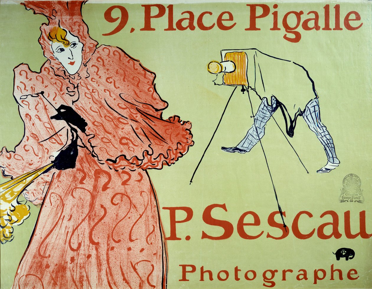 Reklame for fotograf P. Sescau, 9 Place Pigalle i Montmartre. Plakat av Henri De Toulouse Lautrec (1864-1901) av Henri de Toulouse Lautrec