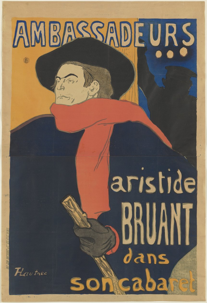 Ambassadører: Aristide Bruant, 1892 av Henri de Toulouse Lautrec