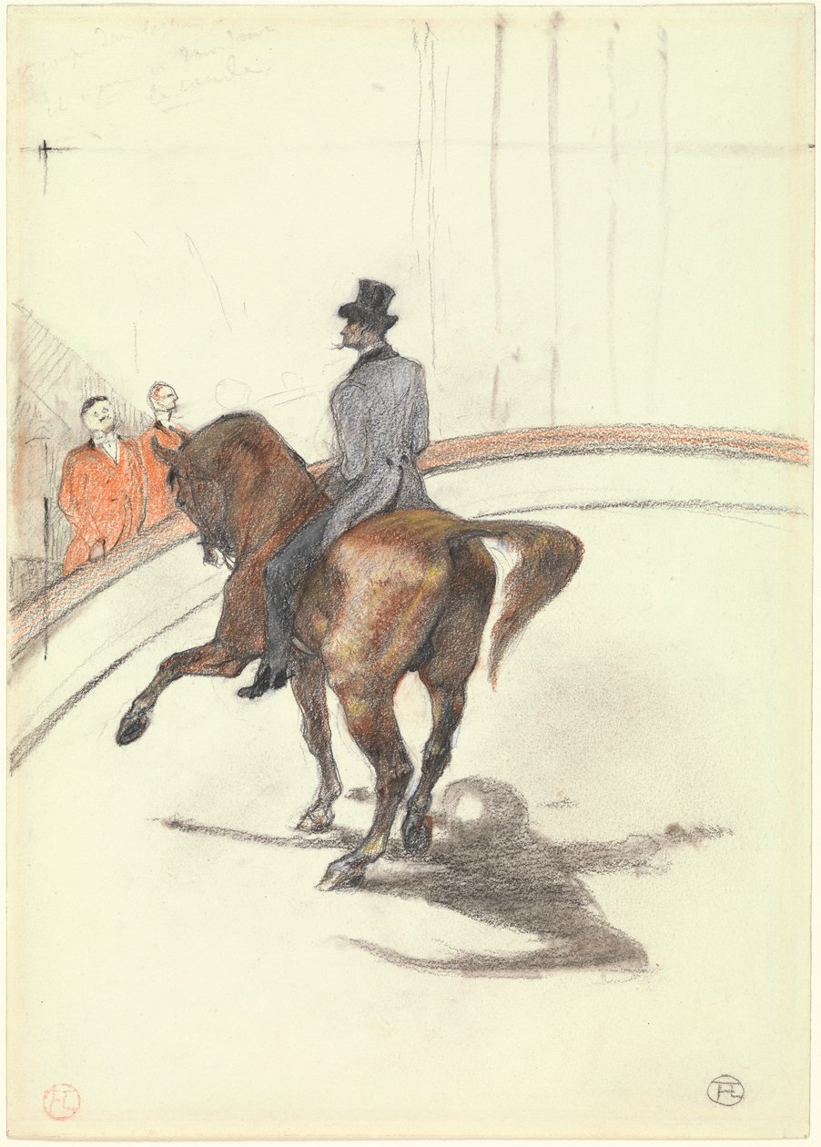 At the Circus: The Spanish Walk, 1899 (grafitt, farget pastell og kull på kraftig vevd papir) av Henri de Toulouse Lautrec