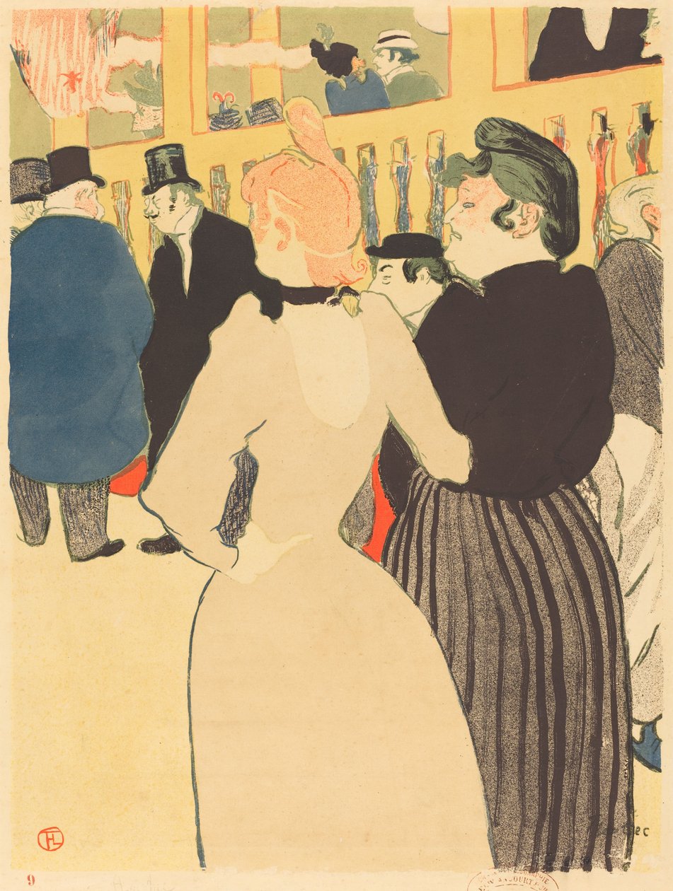 På Moulin Rouge, la Goulue og hennes søster av Henri de Toulouse Lautrec