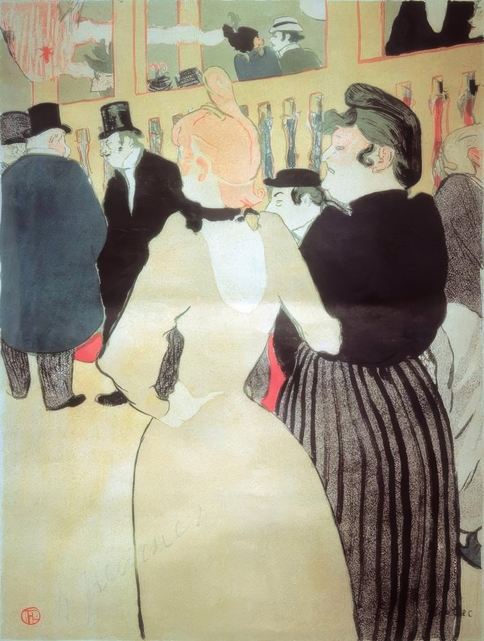 På Moulin Rouge: La Goulue og søsteren hennes av Henri de Toulouse Lautrec