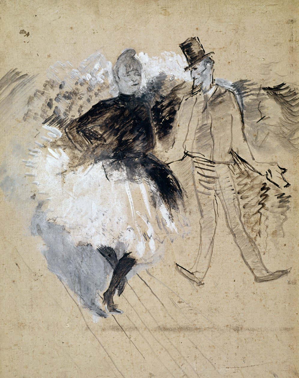 På Moulin de la Galette, La Goulue og Valentin le Desosse' av Henri de Toulouse Lautrec